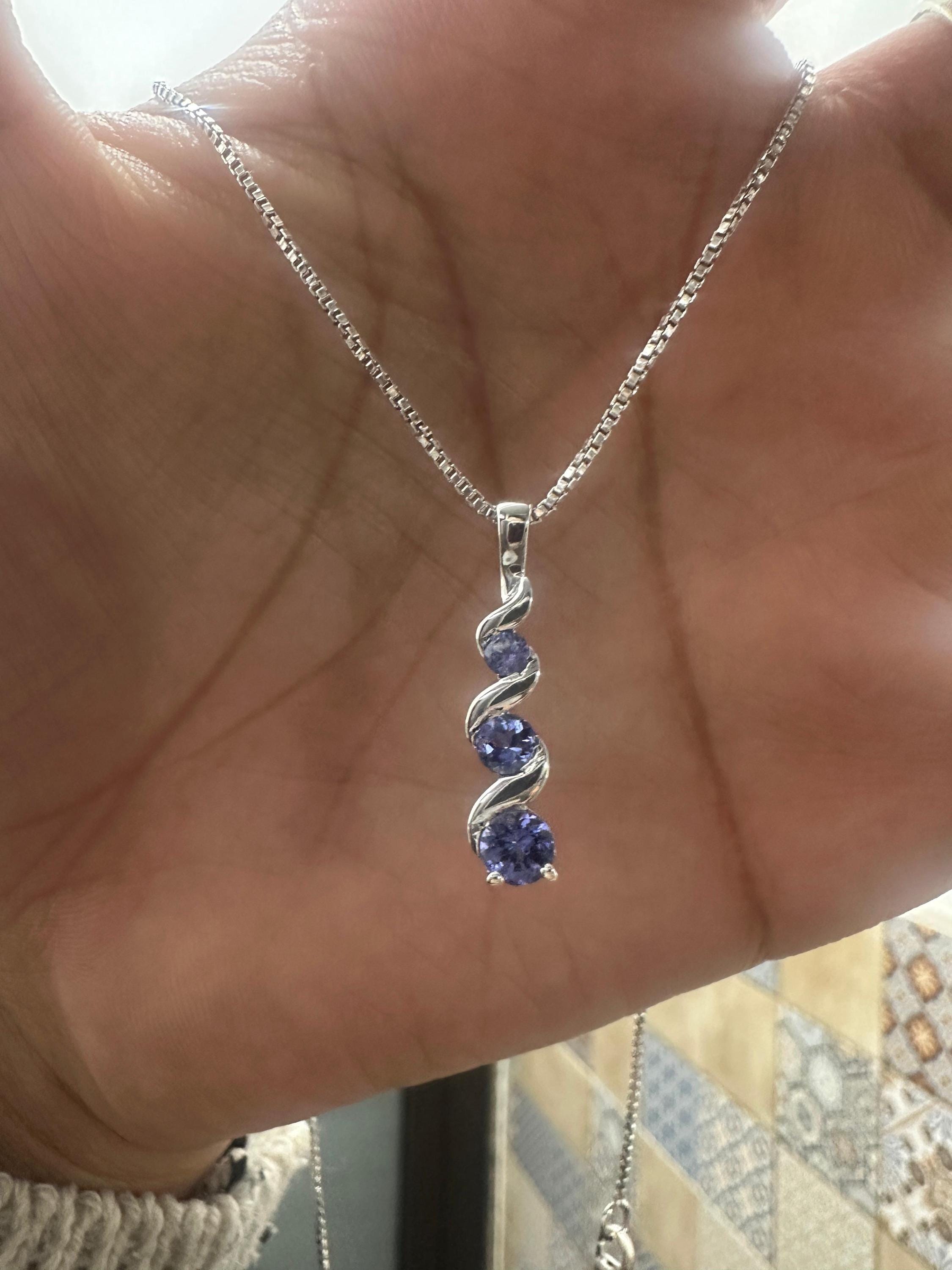 Unique Tanzanite Pendant Necklace | 925 Sterling Silver | December Birthstone Jewelry