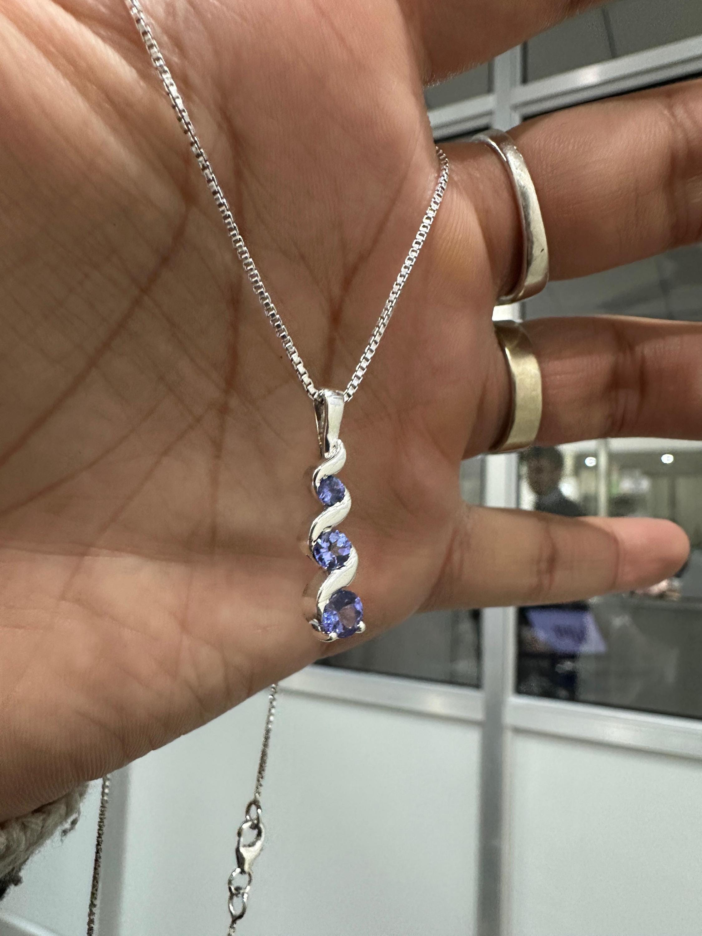 Unique Tanzanite Pendant Necklace | 925 Sterling Silver | December Birthstone Jewelry