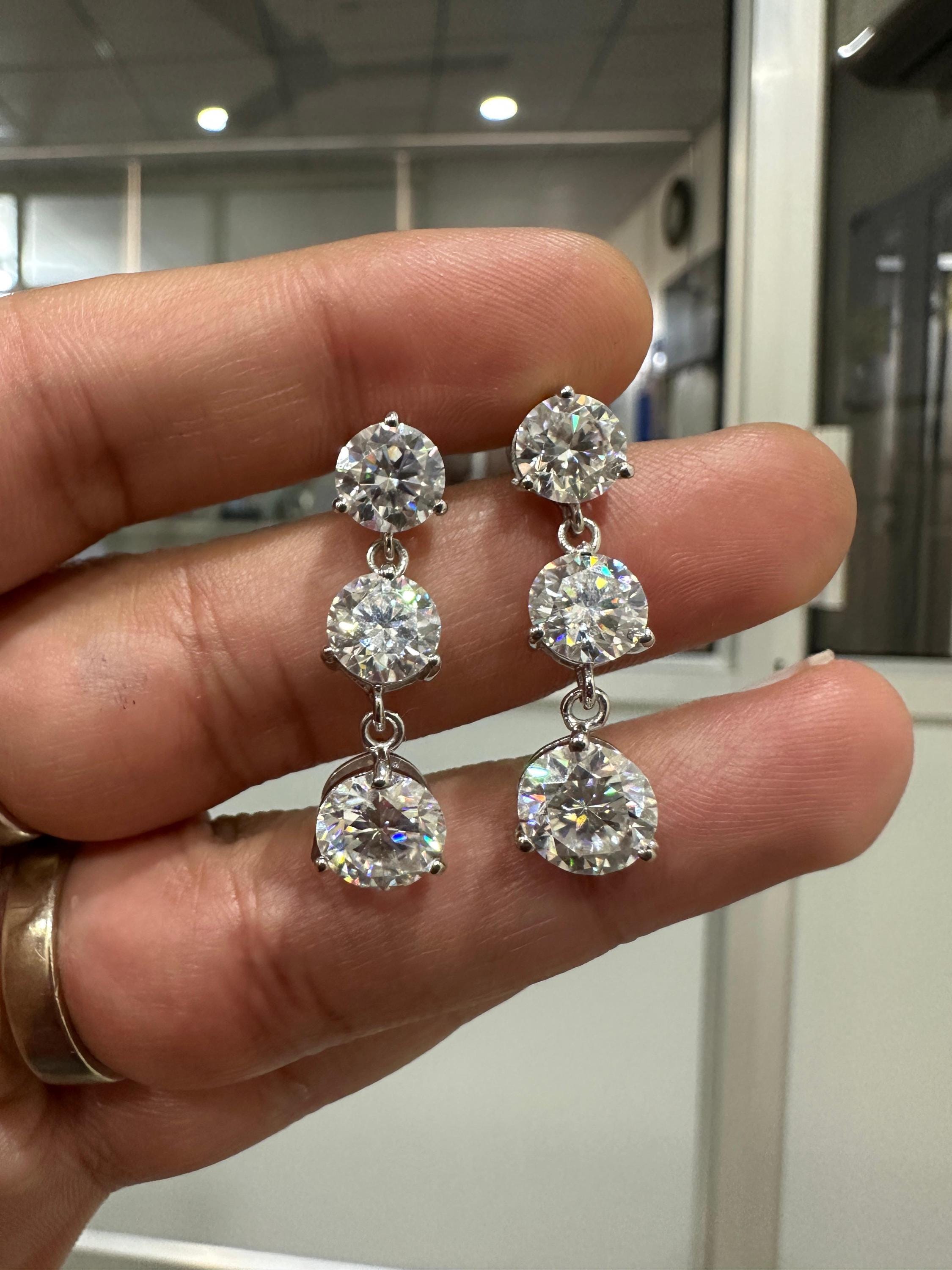 Moissanite Drop Earrings | 925 Sterling Silver Anniversary Gift