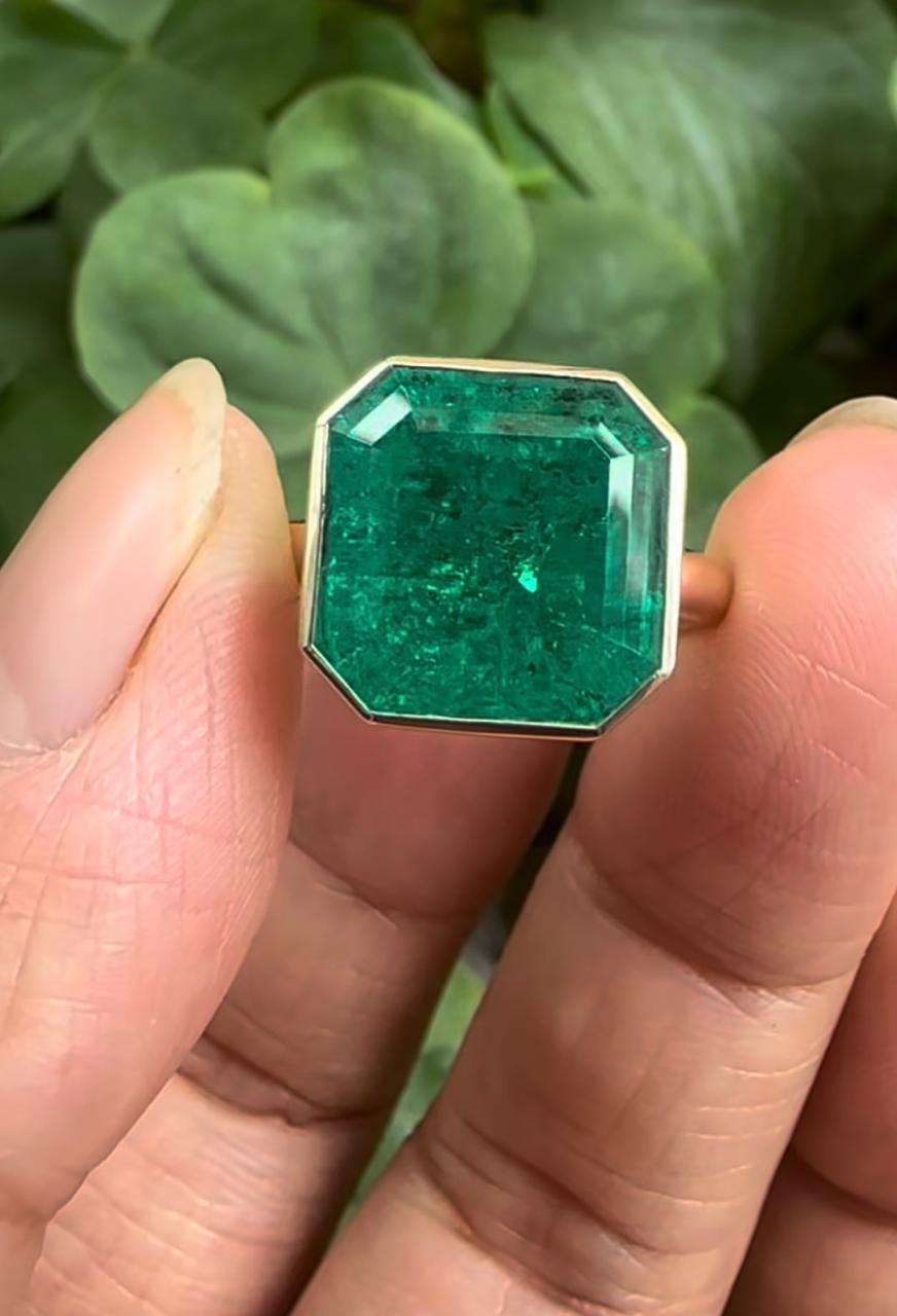 14K Gold Asscher Cut Lab Emerald Engagement Ring, 5 Ct Statement Ring, Anniversary Gift