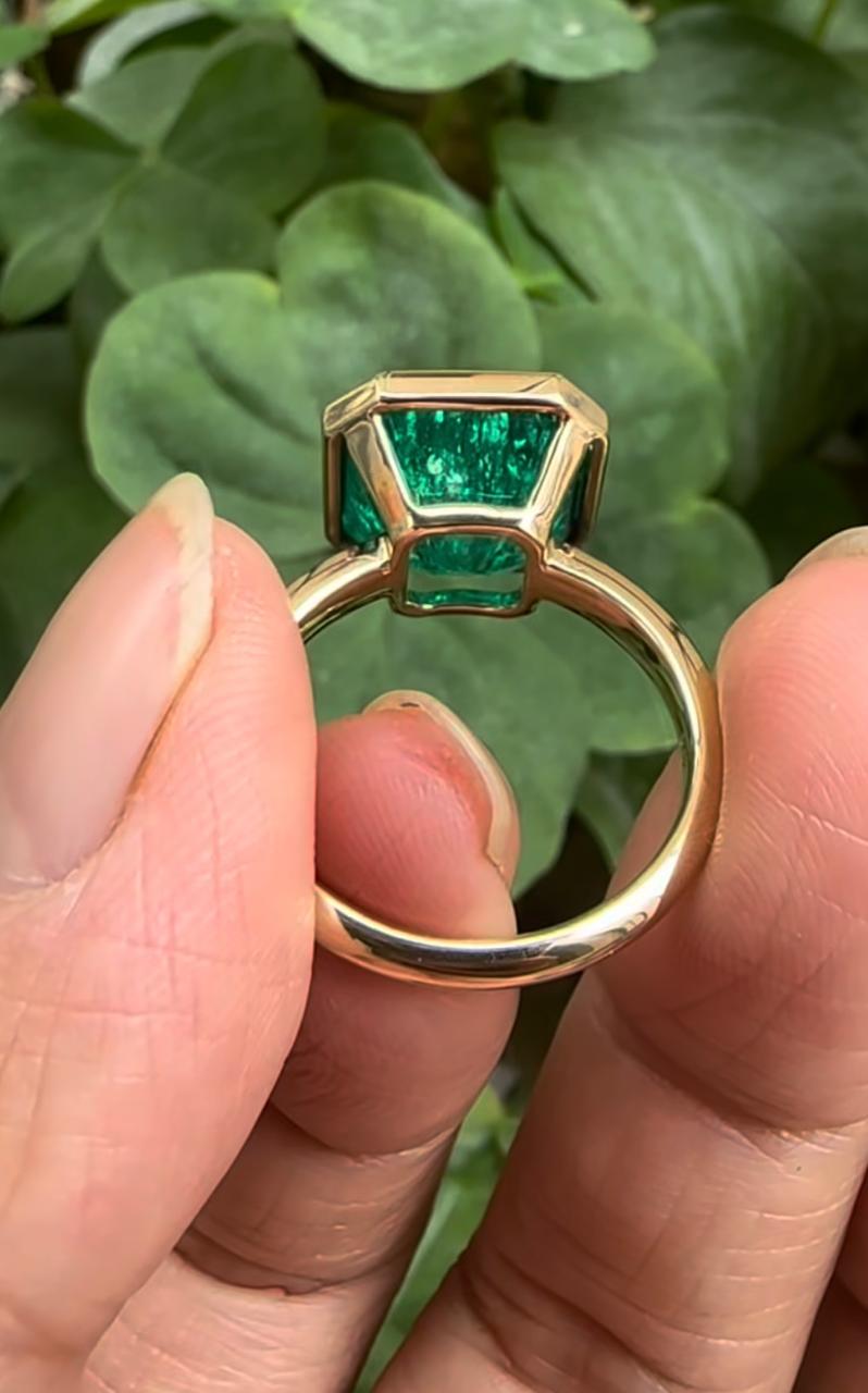 10 CT Asscher Cut Emerald Engagement Ring, 14k White Gold Statement Ring for Her