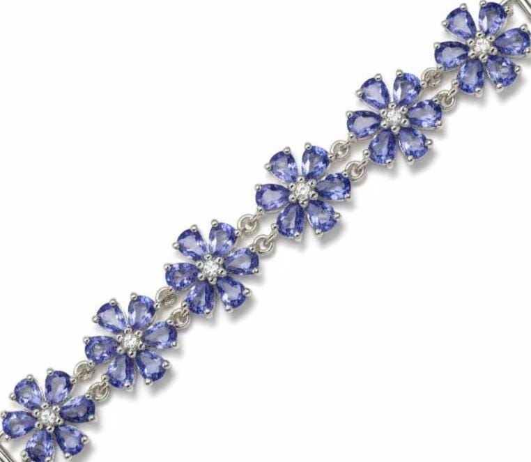 Natural Tanzanite Bracelet for Gift, 925 Sterling Silver, Unique Anniversary Jewelry for her