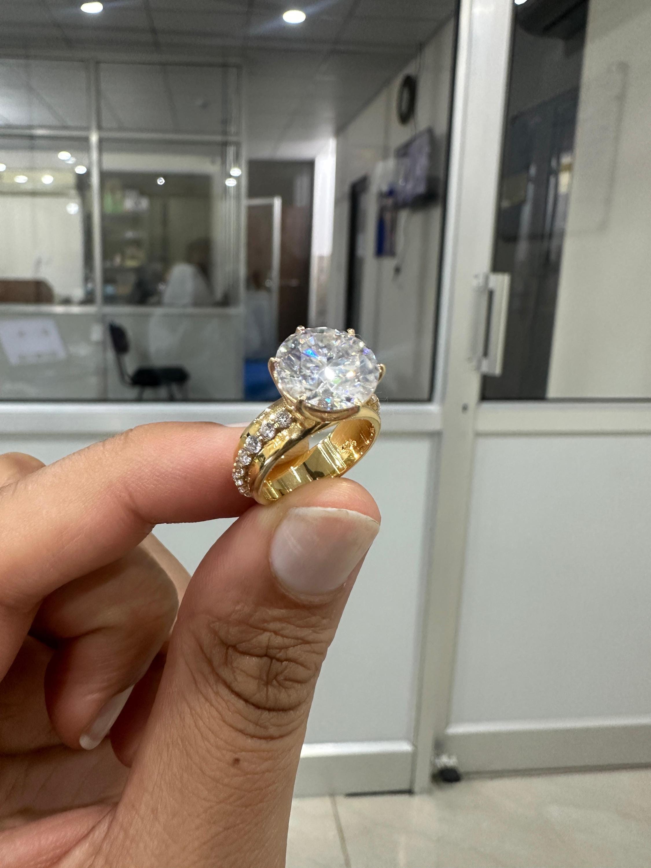 5 Ct Moissanite Lotus Engagement Ring | 14k Gold Finish