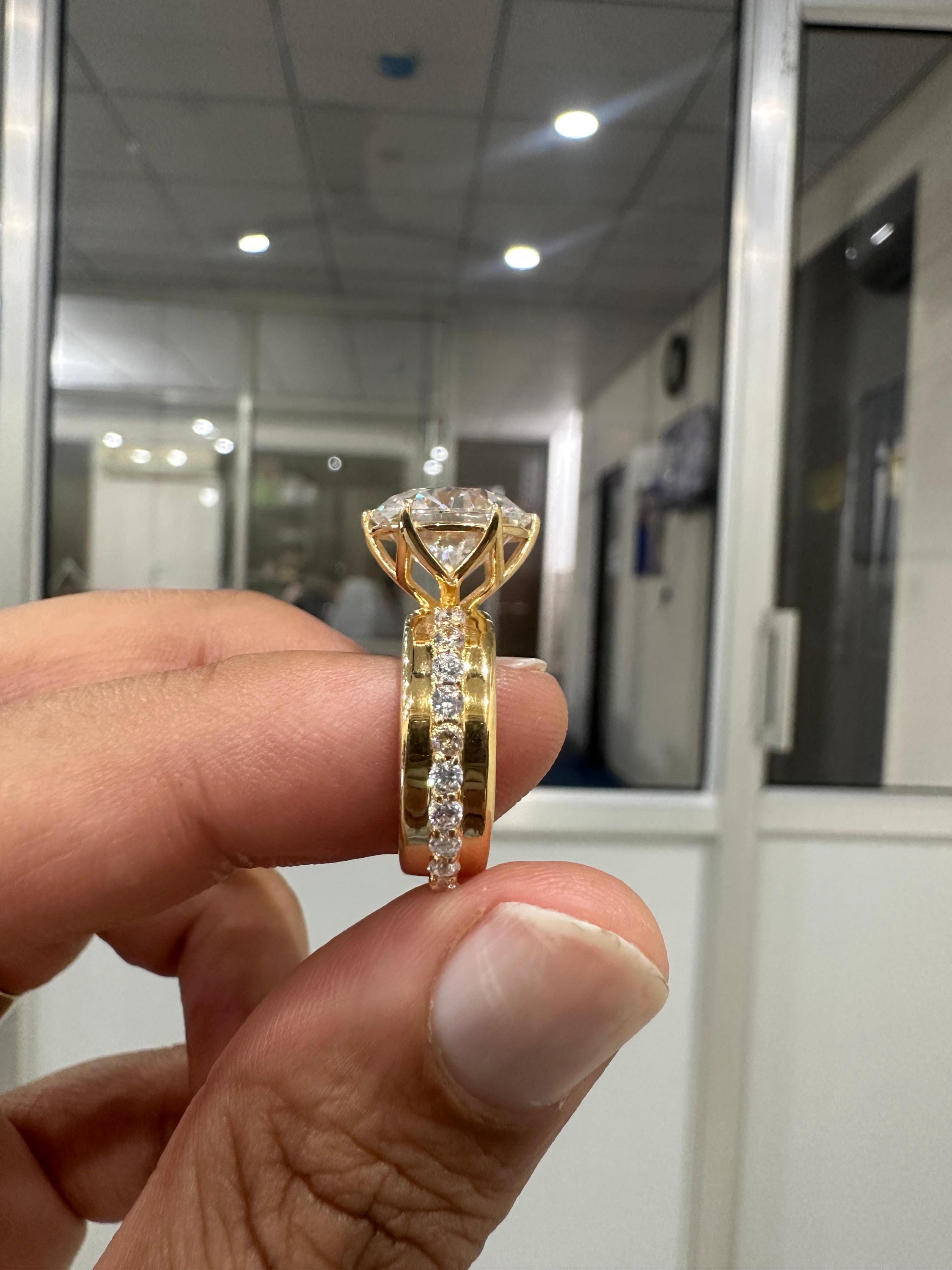 5 Ct Moissanite Lotus Engagement Ring | 14k Gold Finish