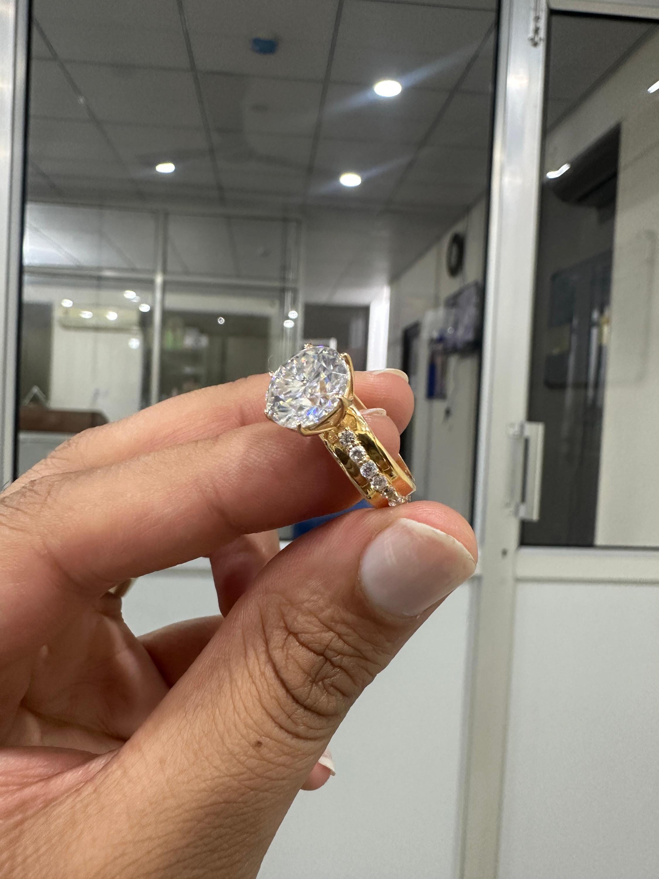 5 Ct Moissanite Lotus Engagement Ring | 14k Gold Finish