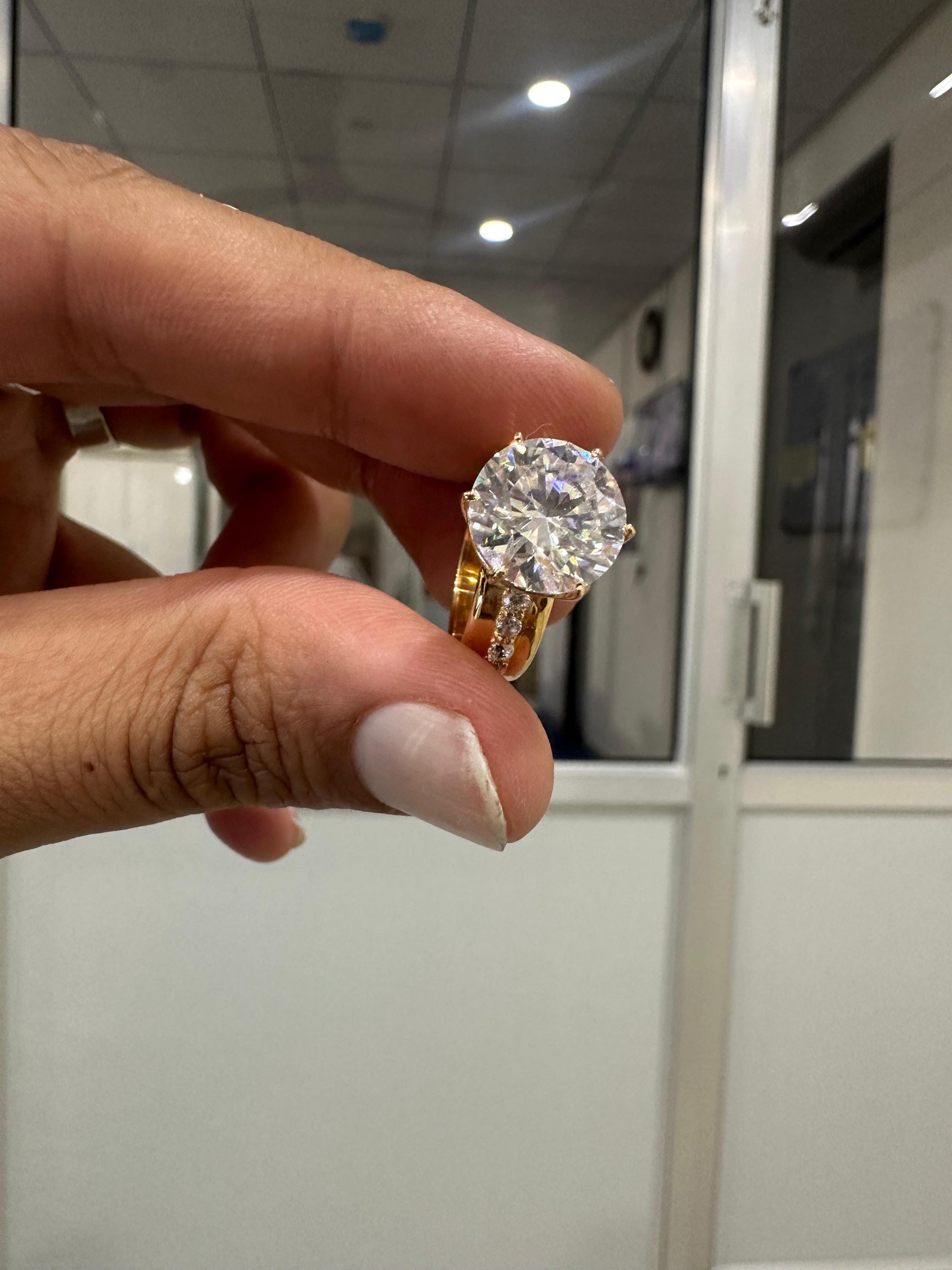 5 Ct Moissanite Lotus Engagement Ring | 14k Gold Finish