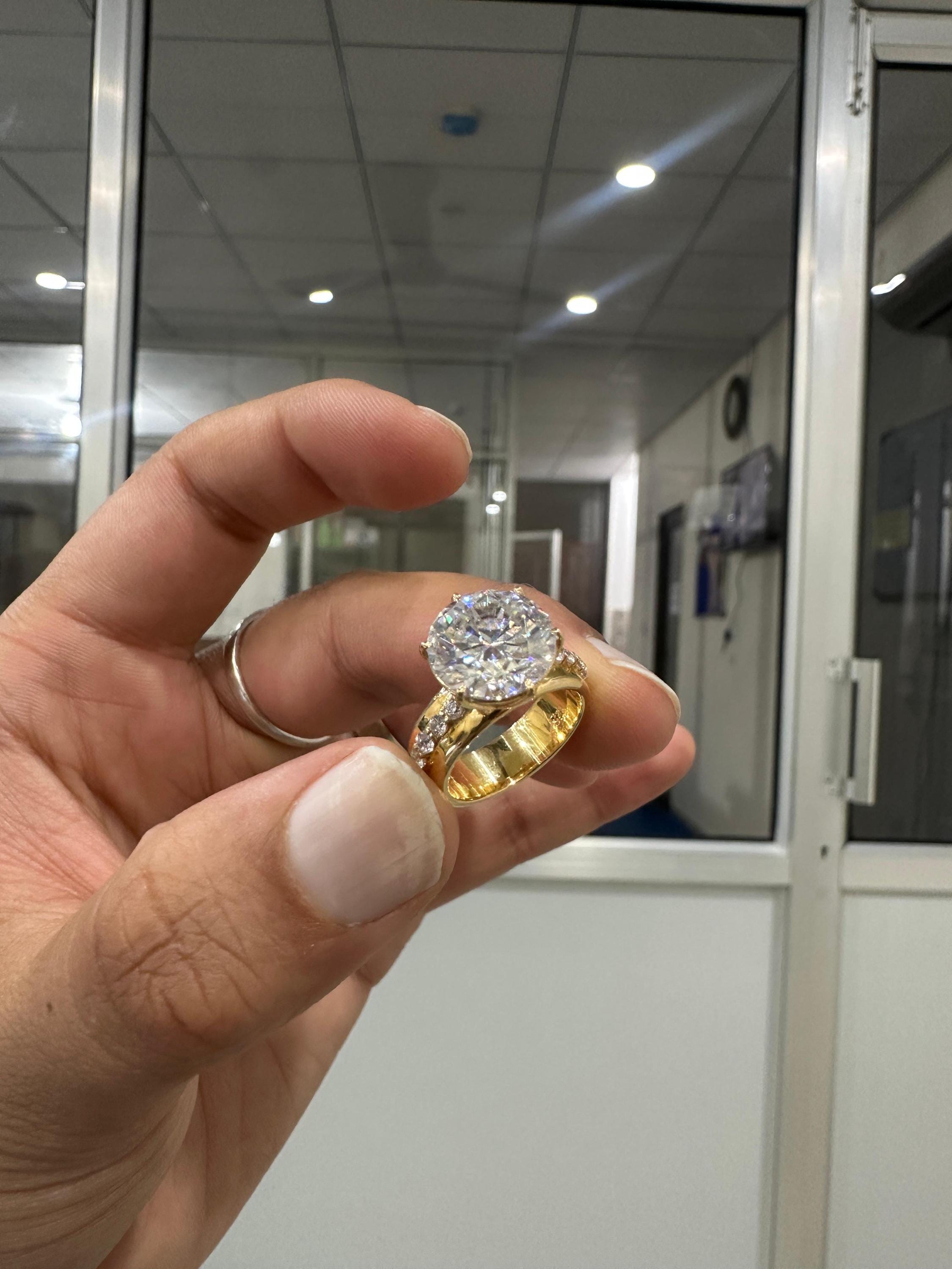5 Ct Moissanite Lotus Engagement Ring | 14k Gold Finish