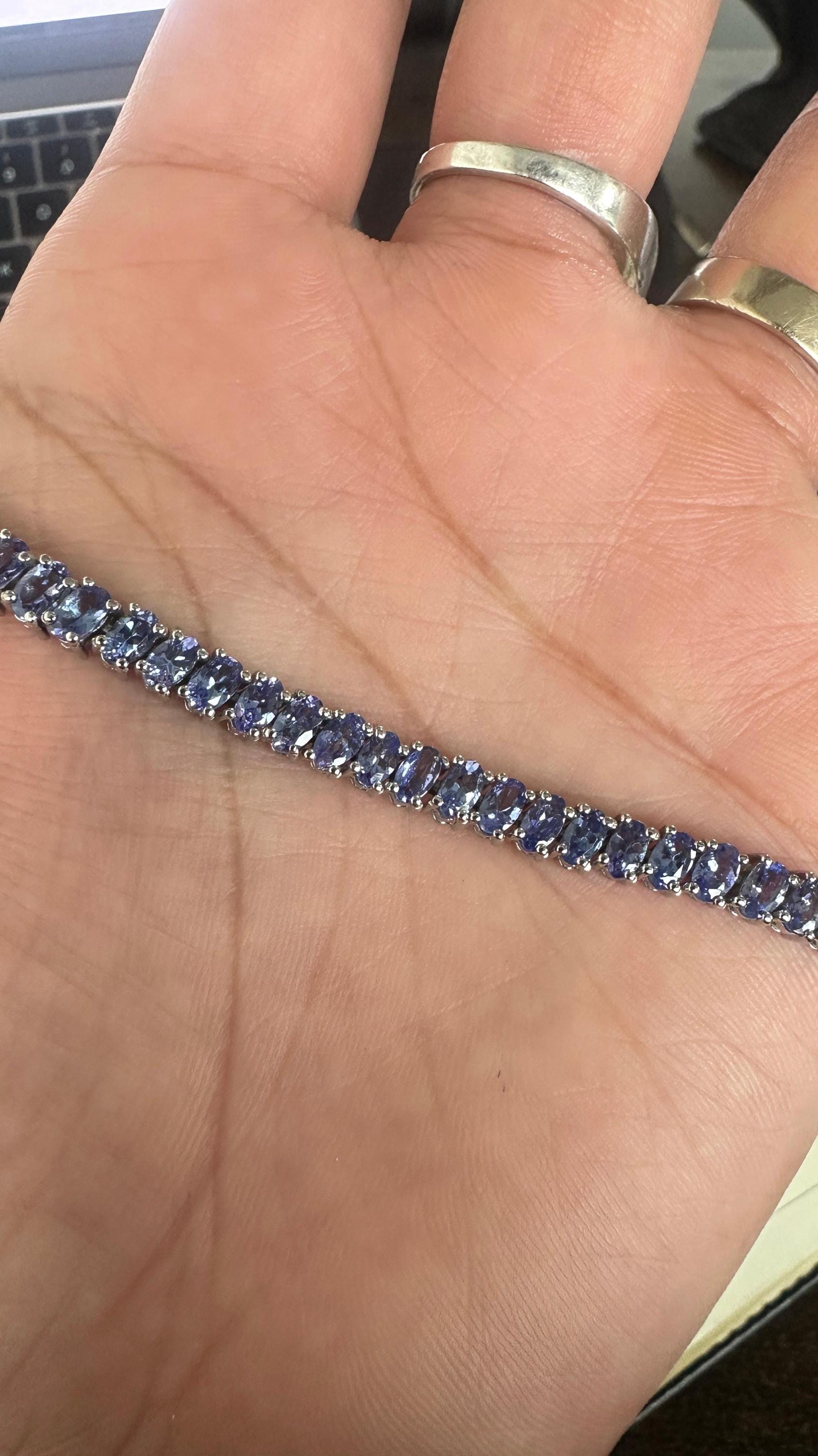 Luxury Tanzanite Tennis Bracelet, Gold Vermeil Finish 925 Silver Statement Bracelet Gift for Her