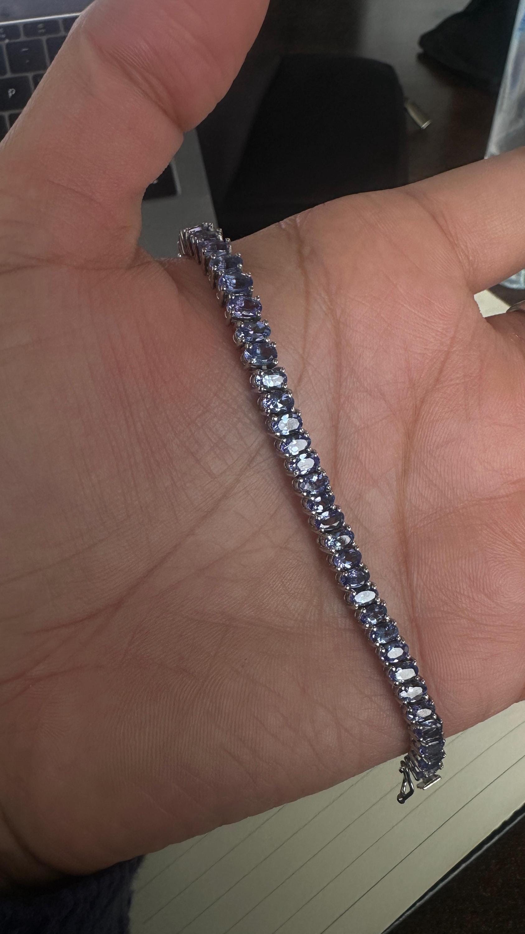 Luxury Tanzanite Tennis Bracelet, Gold Vermeil Finish 925 Silver Statement Bracelet Gift for Her