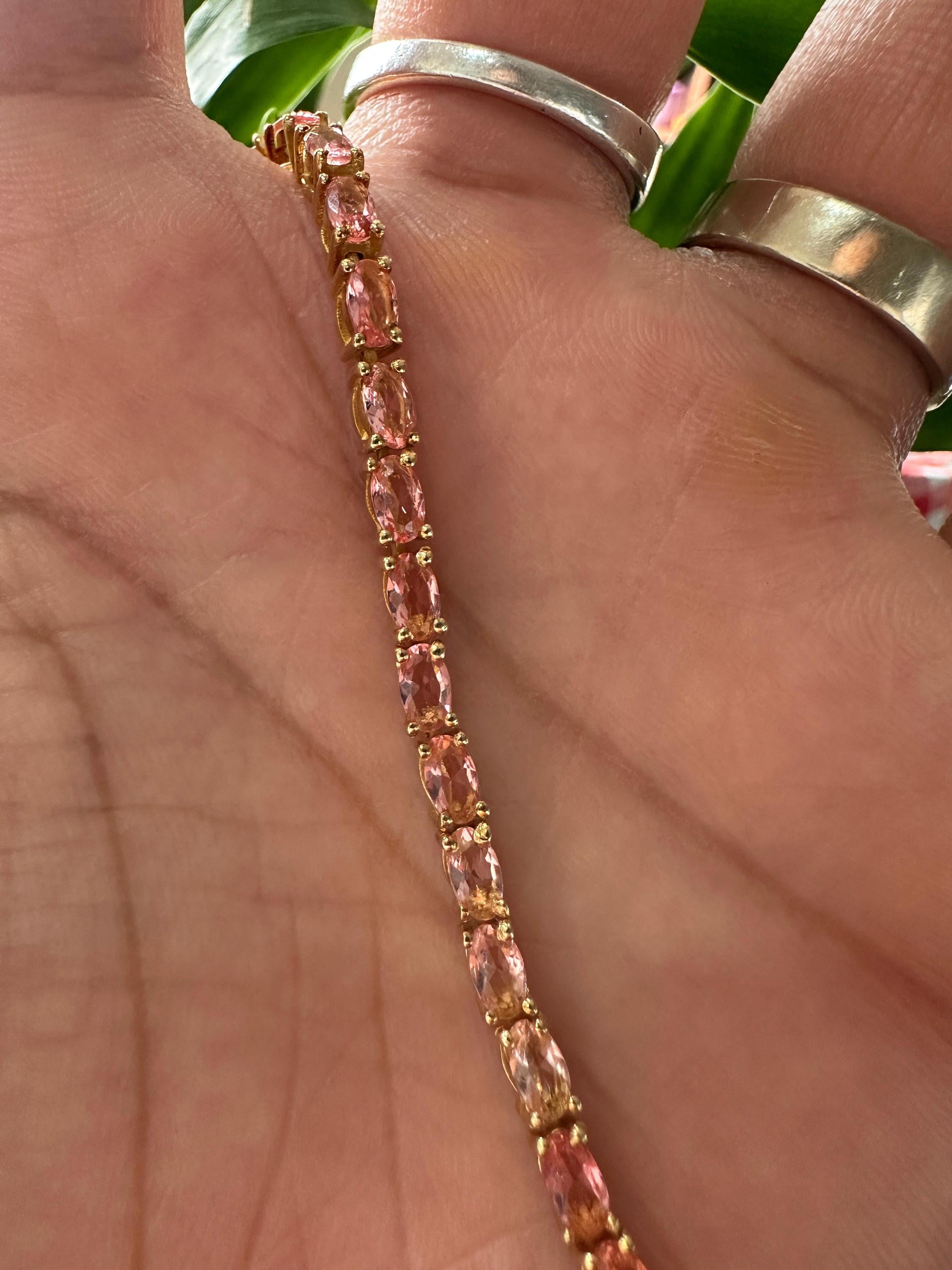 Morganite Tennis Bracelet, 925 Sterling Silver, Wedding Bracelet, Anniversary Gift for wife