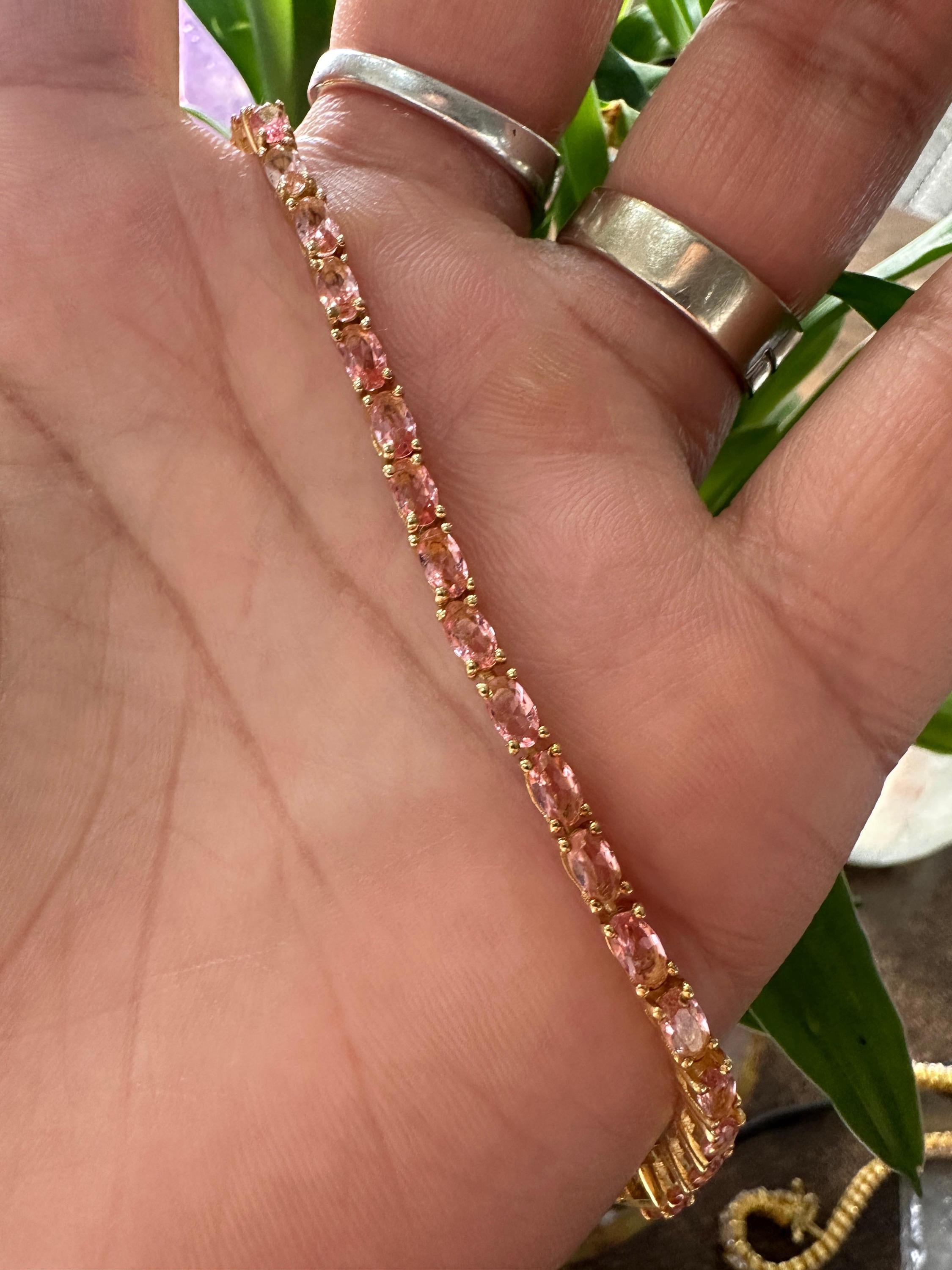 Morganite Tennis Bracelet, 925 Sterling Silver, Wedding Bracelet, Anniversary Gift for wife