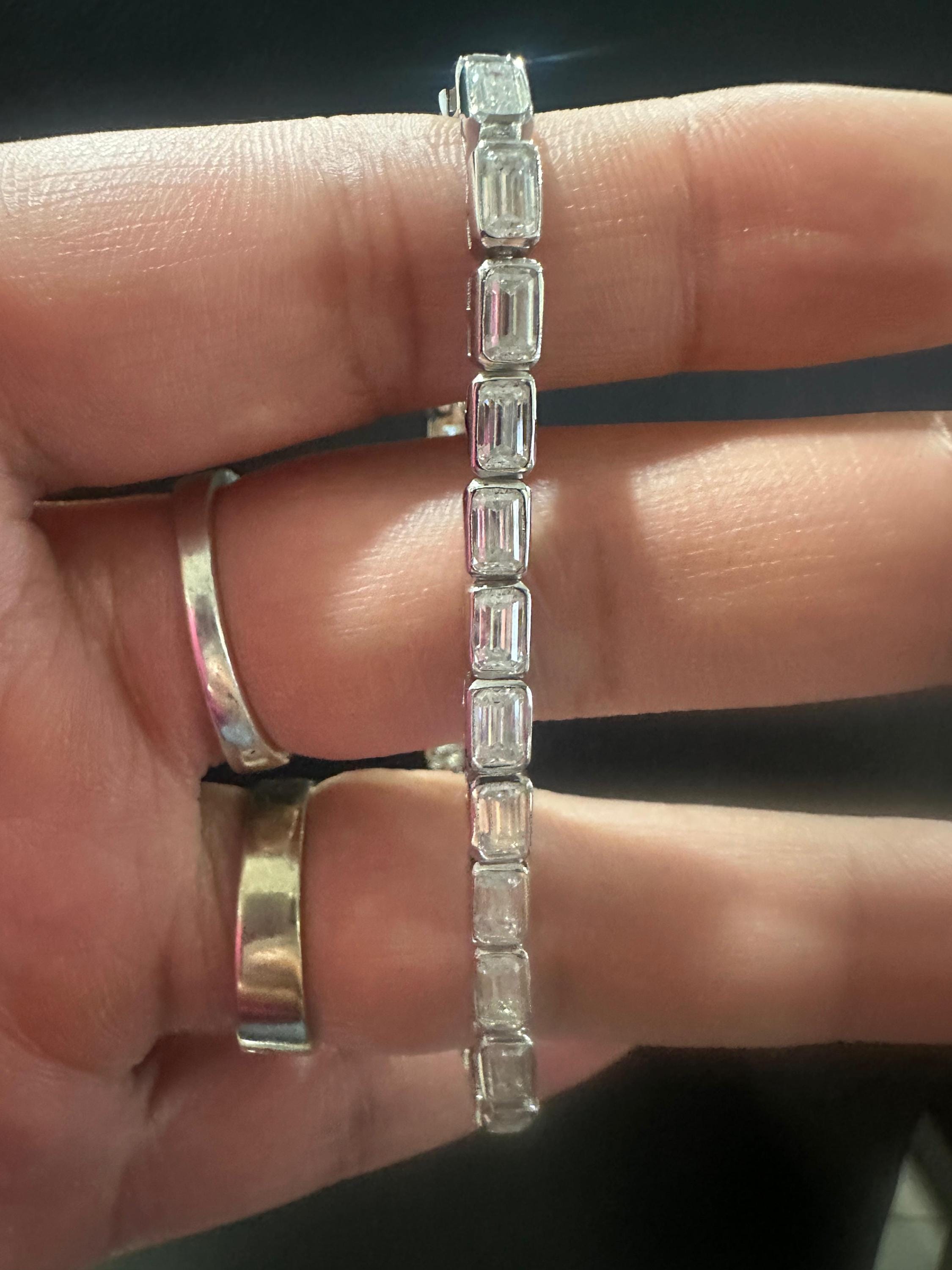 Men's Moissanite Tennis Bracelet | 925 Sterling Silver, 12 CT Luxury Gift for her