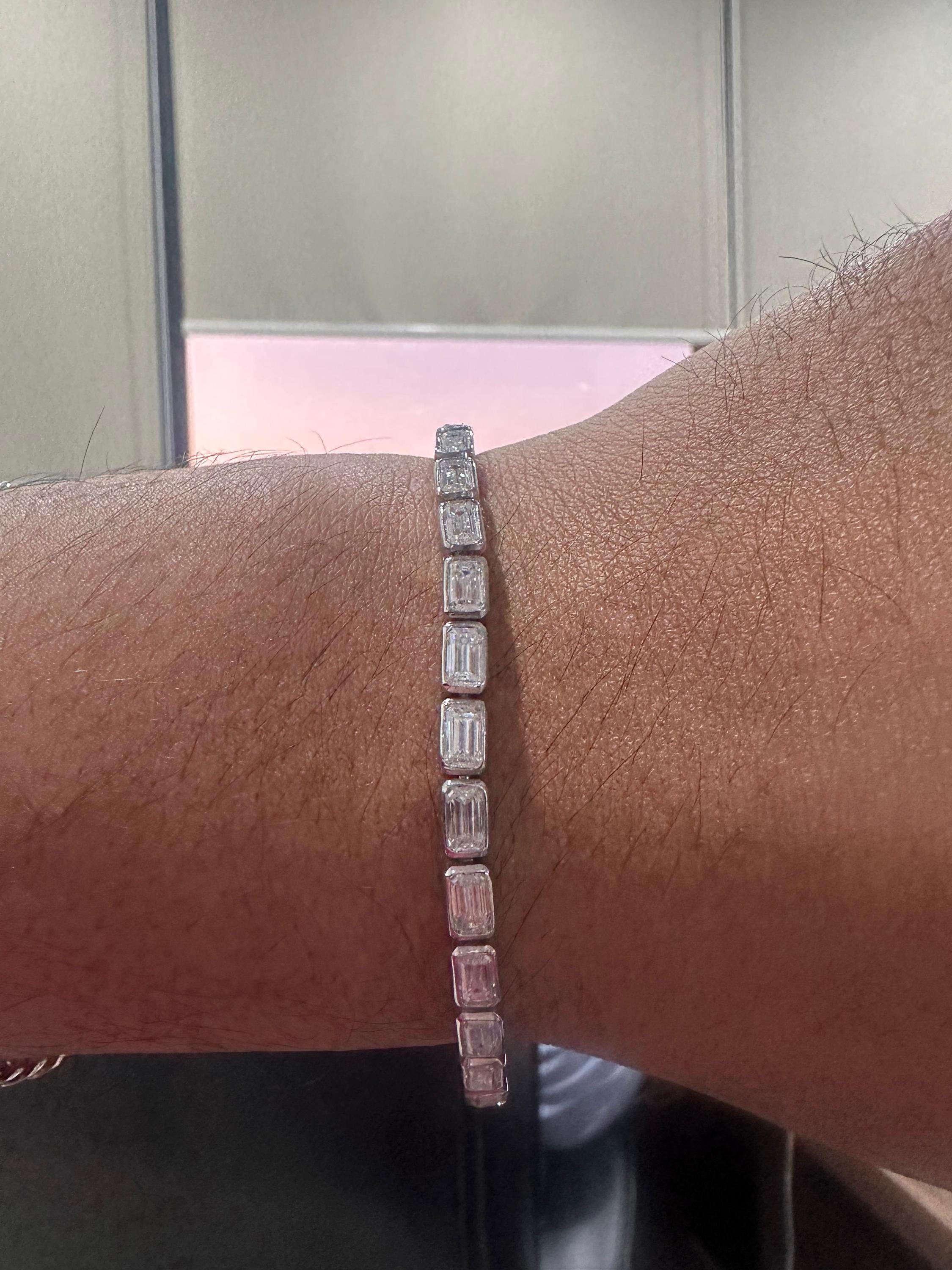 Men's Moissanite Tennis Bracelet | 925 Sterling Silver, 12 CT Luxury Gift for her