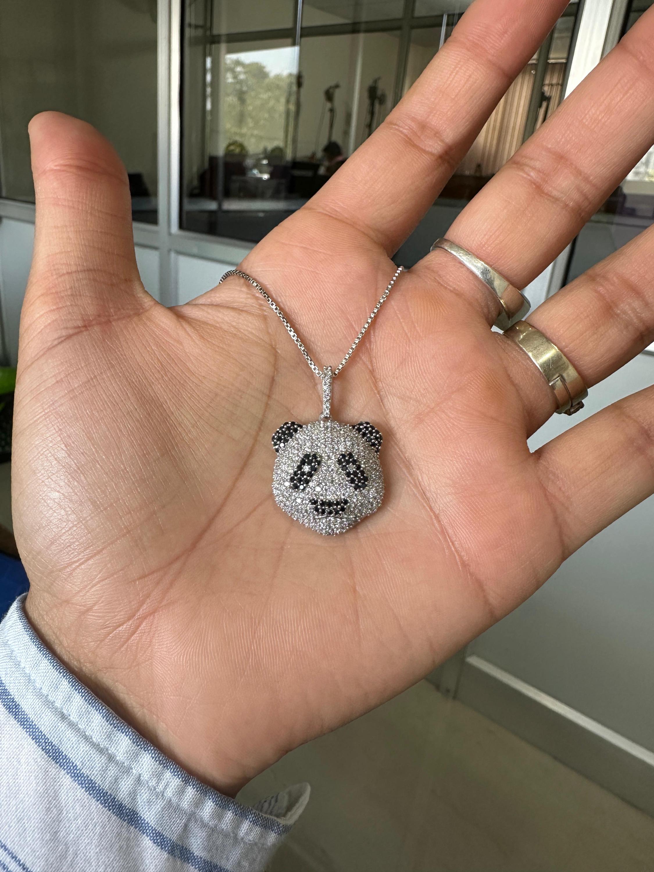 Sterling Silver Panda Pendant Necklace | Pavé-Style Animal Jewelry