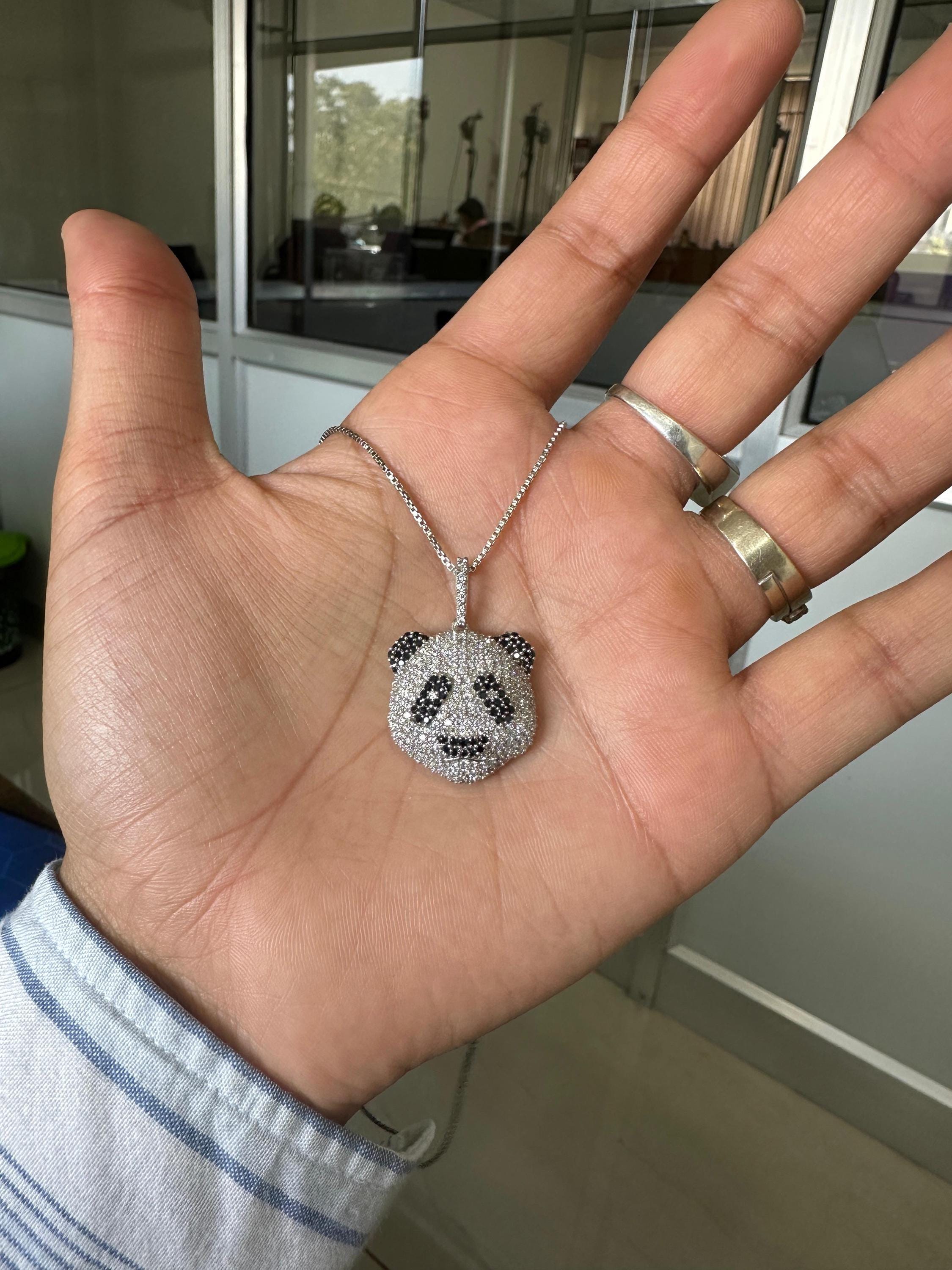Sterling Silver Panda Pendant Necklace | Pavé-Style Animal Jewelry