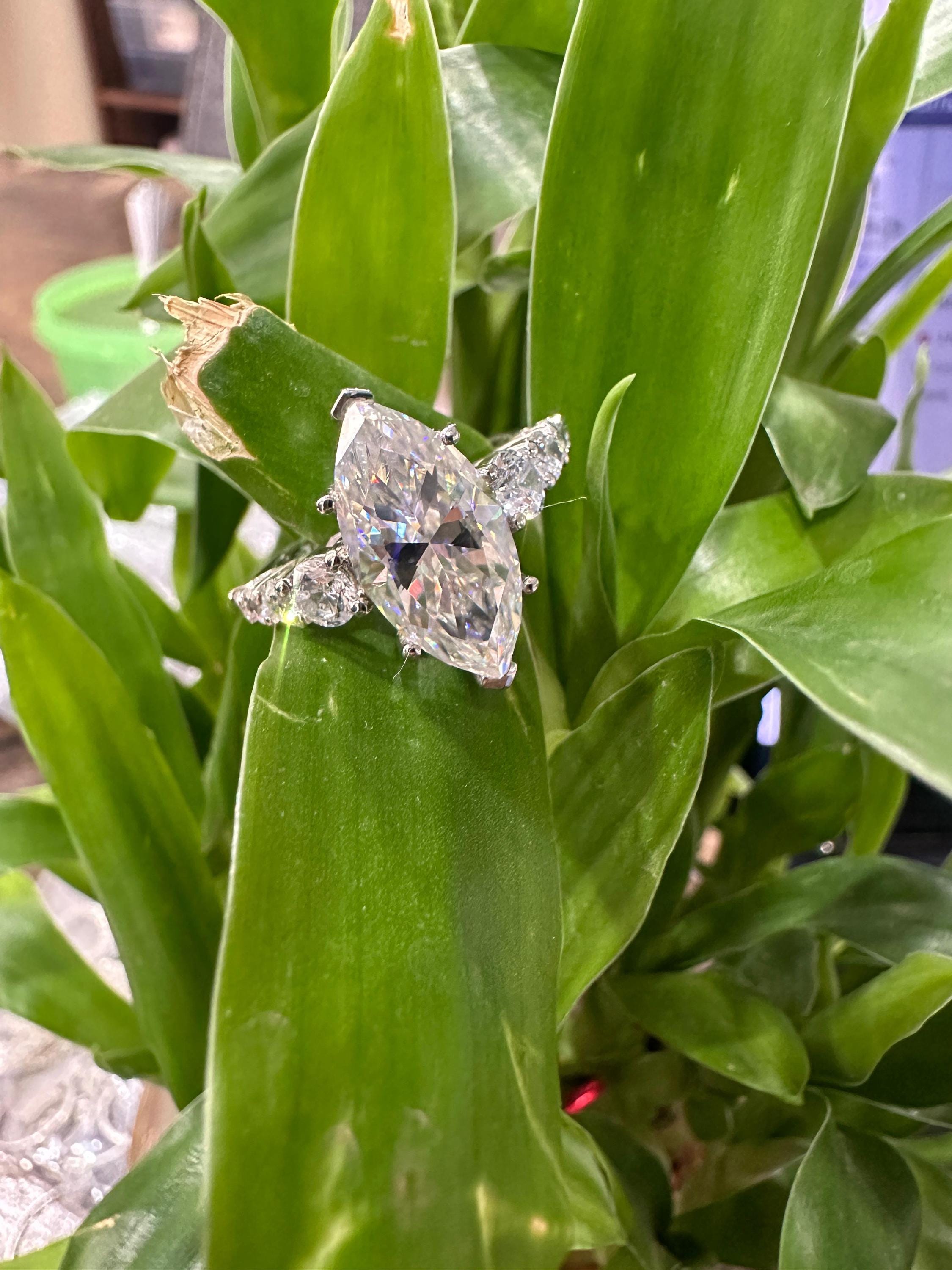 6 CT Marquise Moissanite Engagement Ring, 925 Sterling Silver Statement Ring, Elegant Gift Her