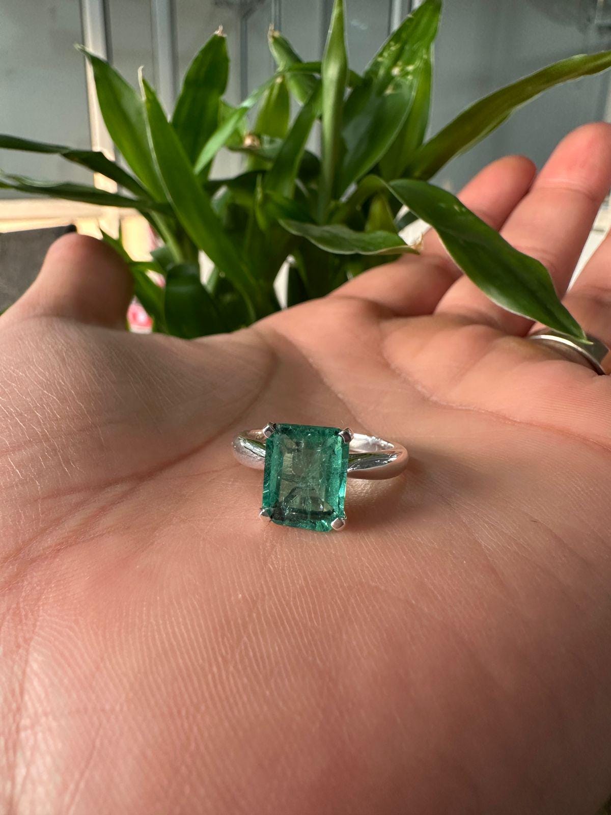 14k Gold Lab Emerald Ring | 3ct Solitaire Engagement Ring