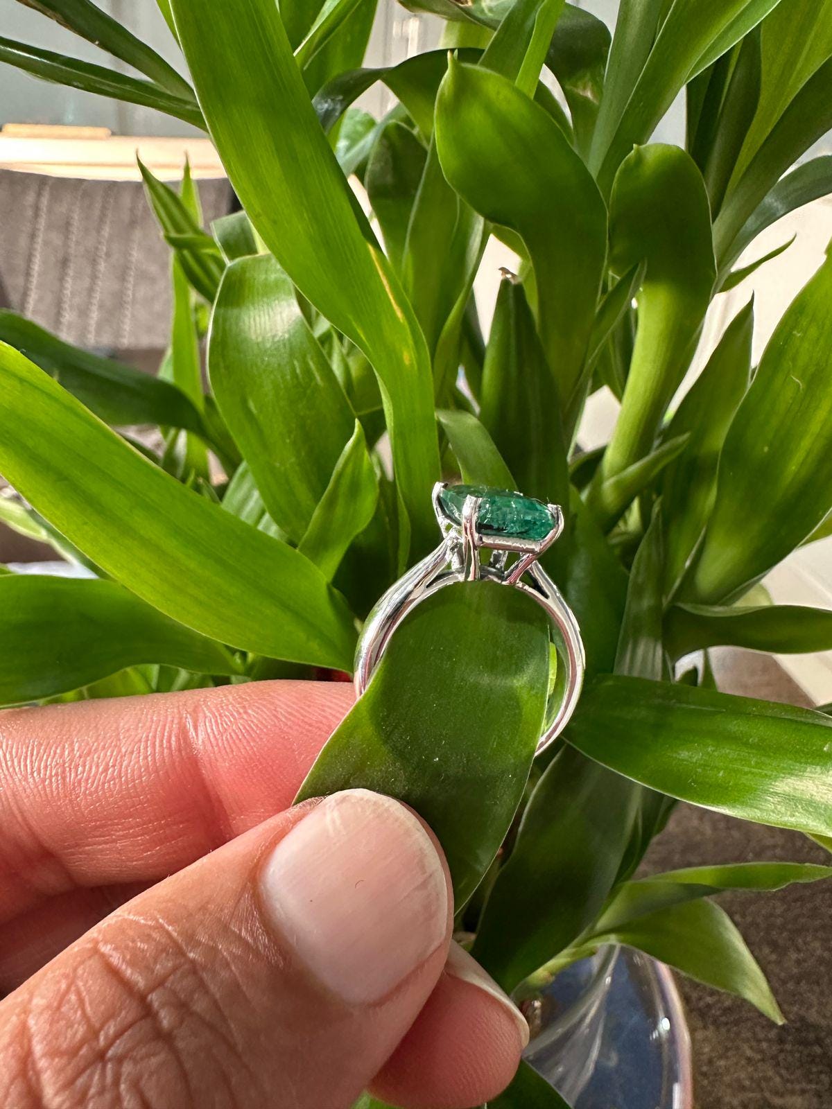 14k Gold Lab Emerald Ring | 3ct Solitaire Engagement Ring