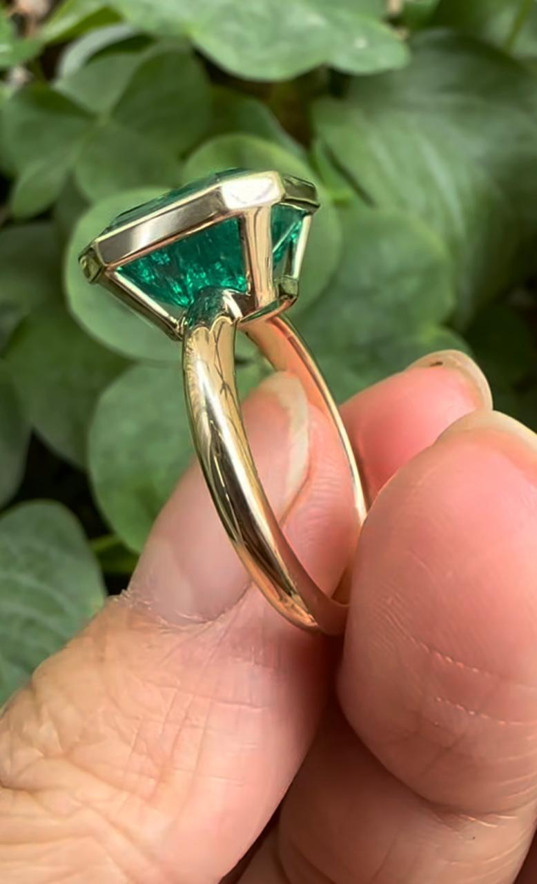 14K Gold Asscher Cut Lab Emerald Engagement Ring, 5 Ct Statement Ring, Anniversary Gift
