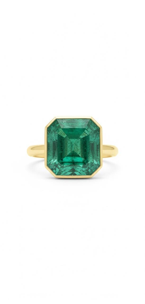 14K Gold Asscher Cut Lab Emerald Engagement Ring, 5 Ct Statement Ring, Anniversary Gift
