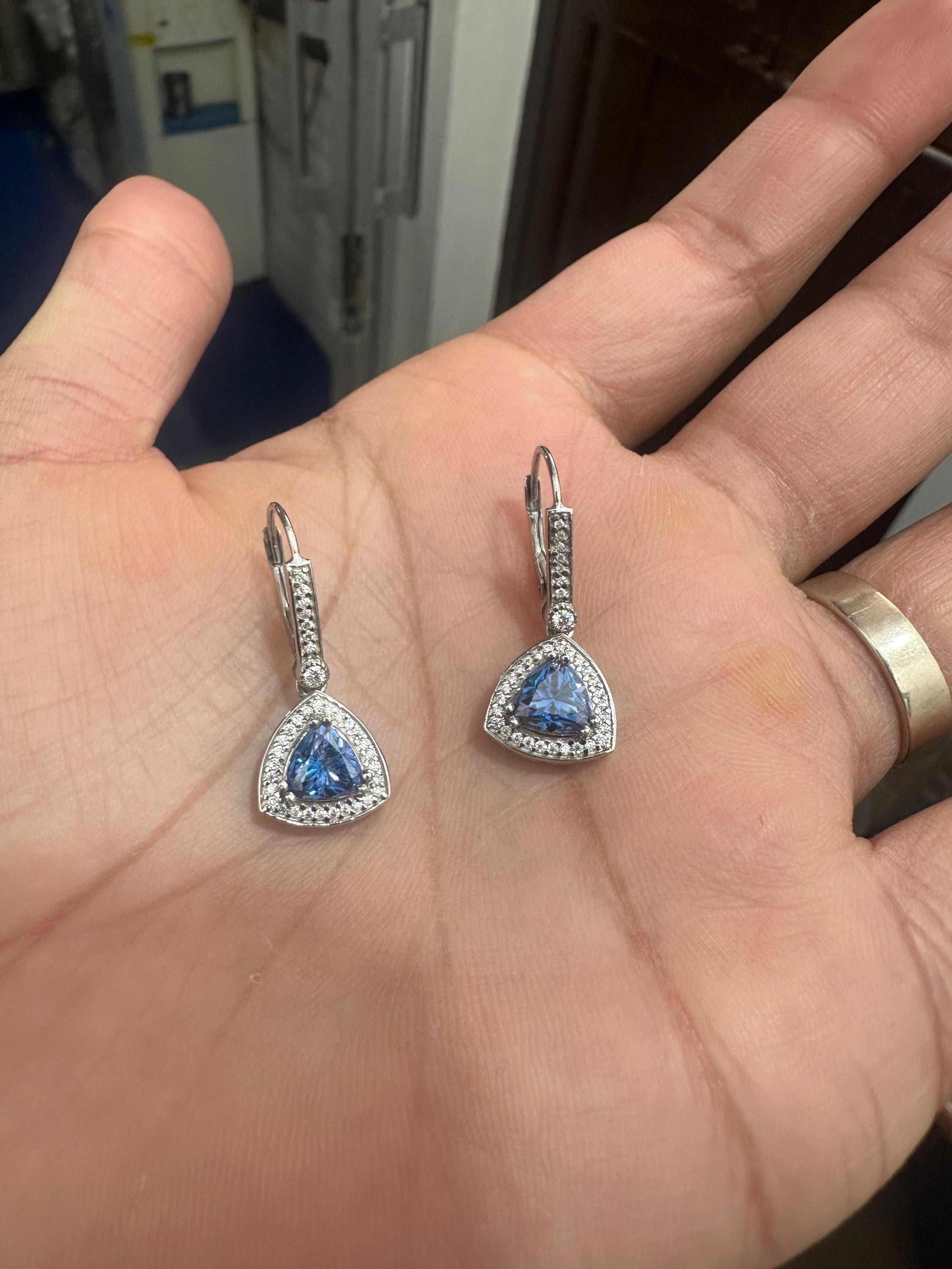 Alexandrite Moissanite Drop Earrings | Sterling Silver Halo, Color-Changing