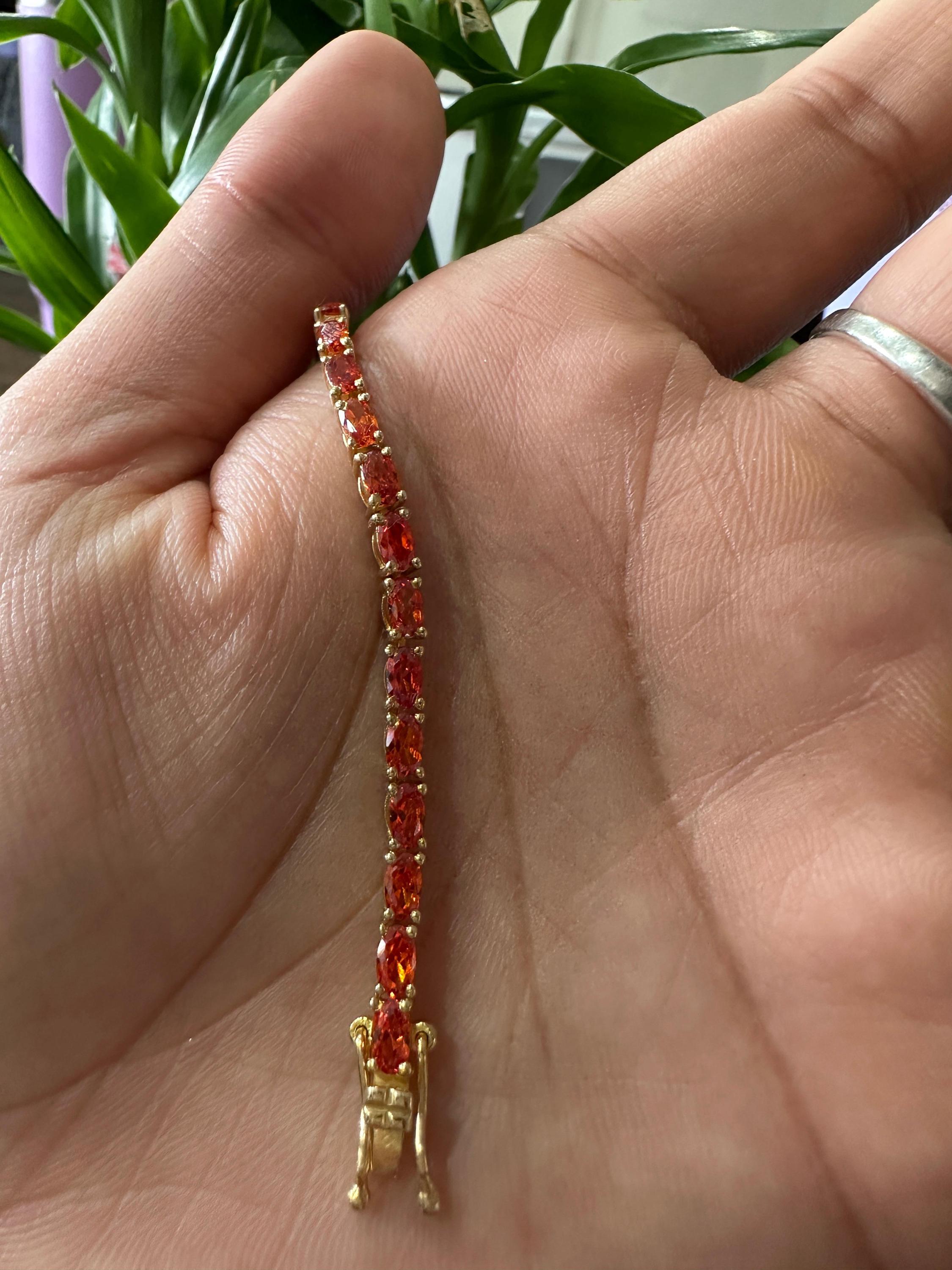 Mexican Fire Opal Tennis Bracelet, 14K Gold Vermeil, Rare Gemstone Jewelry