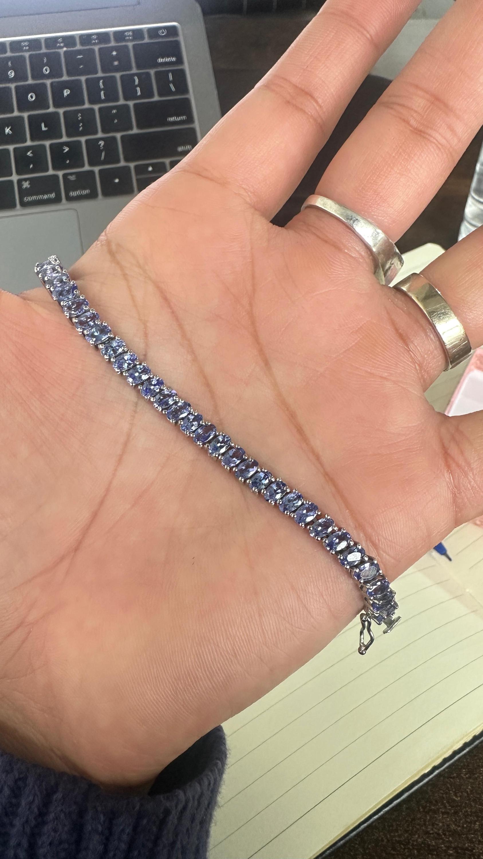 Luxury Tanzanite Tennis Bracelet, Gold Vermeil Finish 925 Silver Statement Bracelet Gift for Her