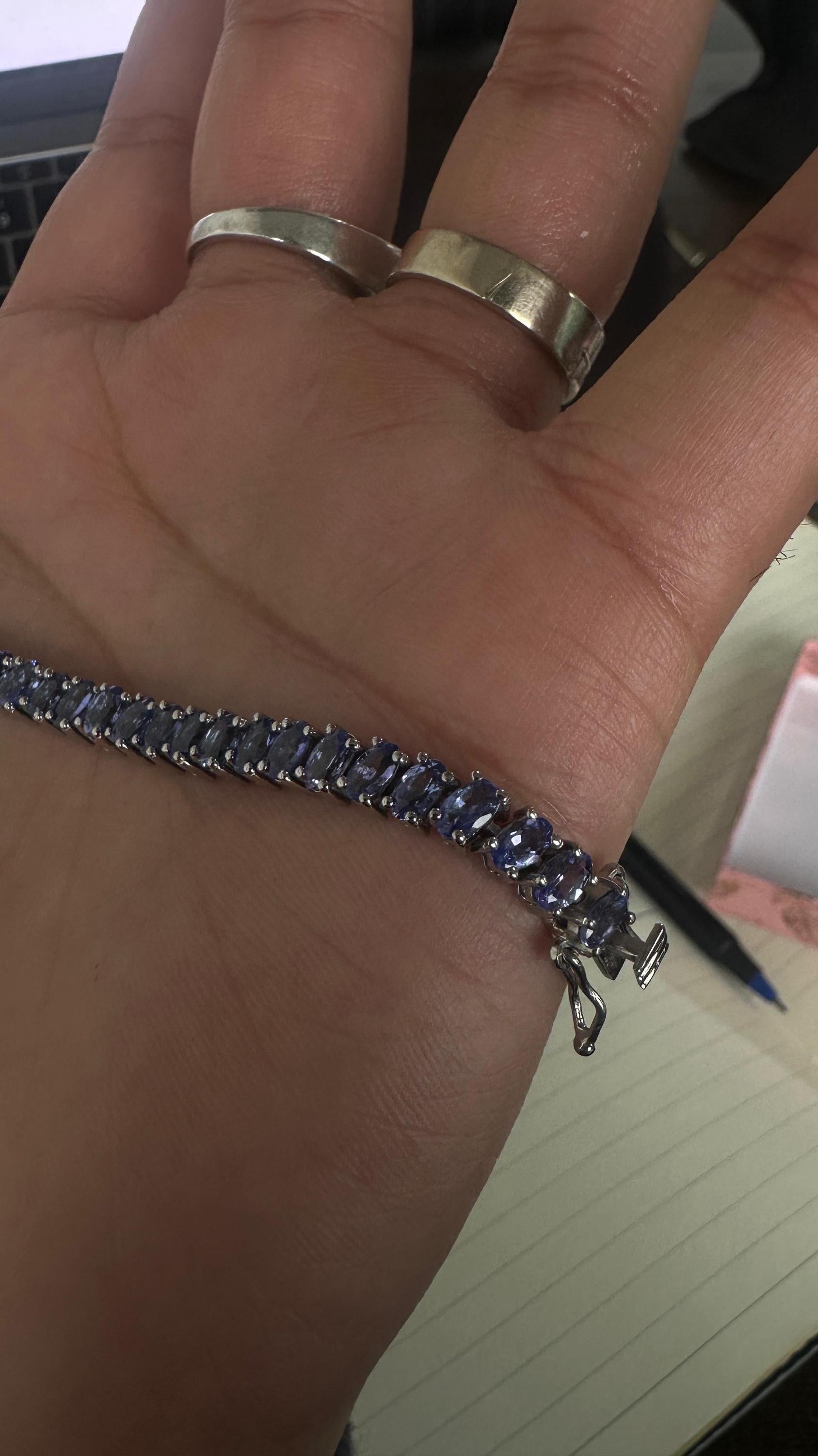 Luxury Tanzanite Tennis Bracelet, Gold Vermeil Finish 925 Silver Statement Bracelet Gift for Her