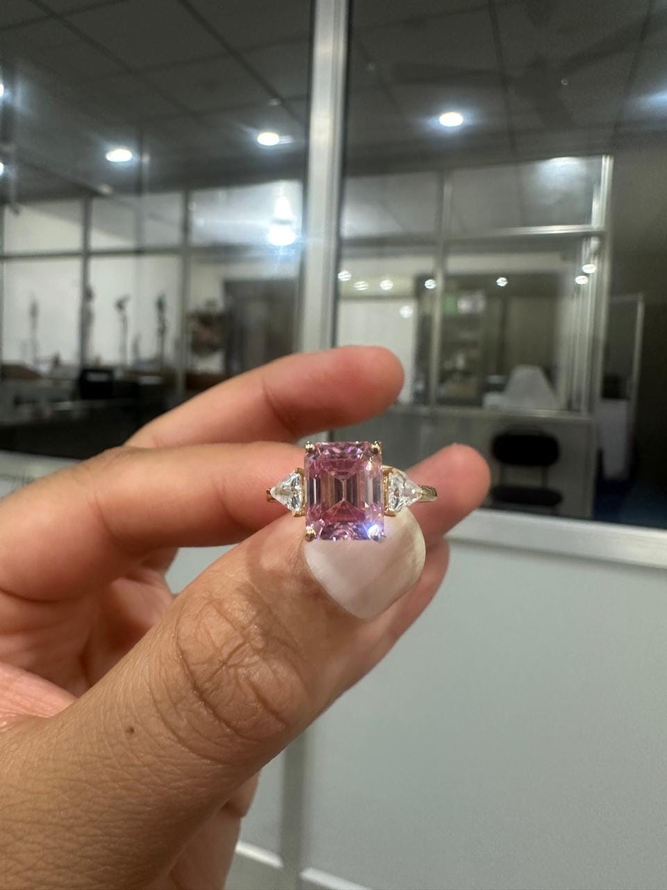 4 CT Emerald Pink Moissanite Ring | 14k Gold Vermeil Jewelry, Gift ideas for her