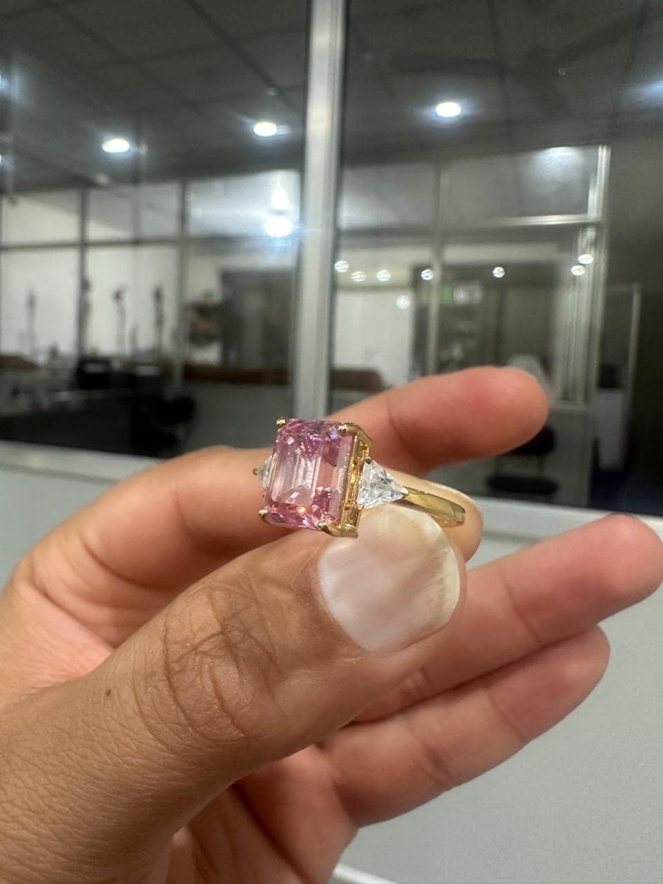 4 CT Emerald Pink Moissanite Ring | 14k Gold Vermeil Jewelry, Gift ideas for her