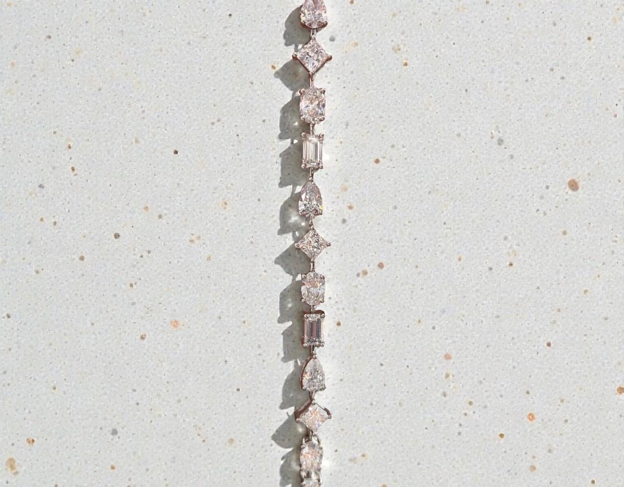 Luxury Moissanite Tennis Bracelet | Multi Shape Stones, 14k White Gold Jewelry for Gift