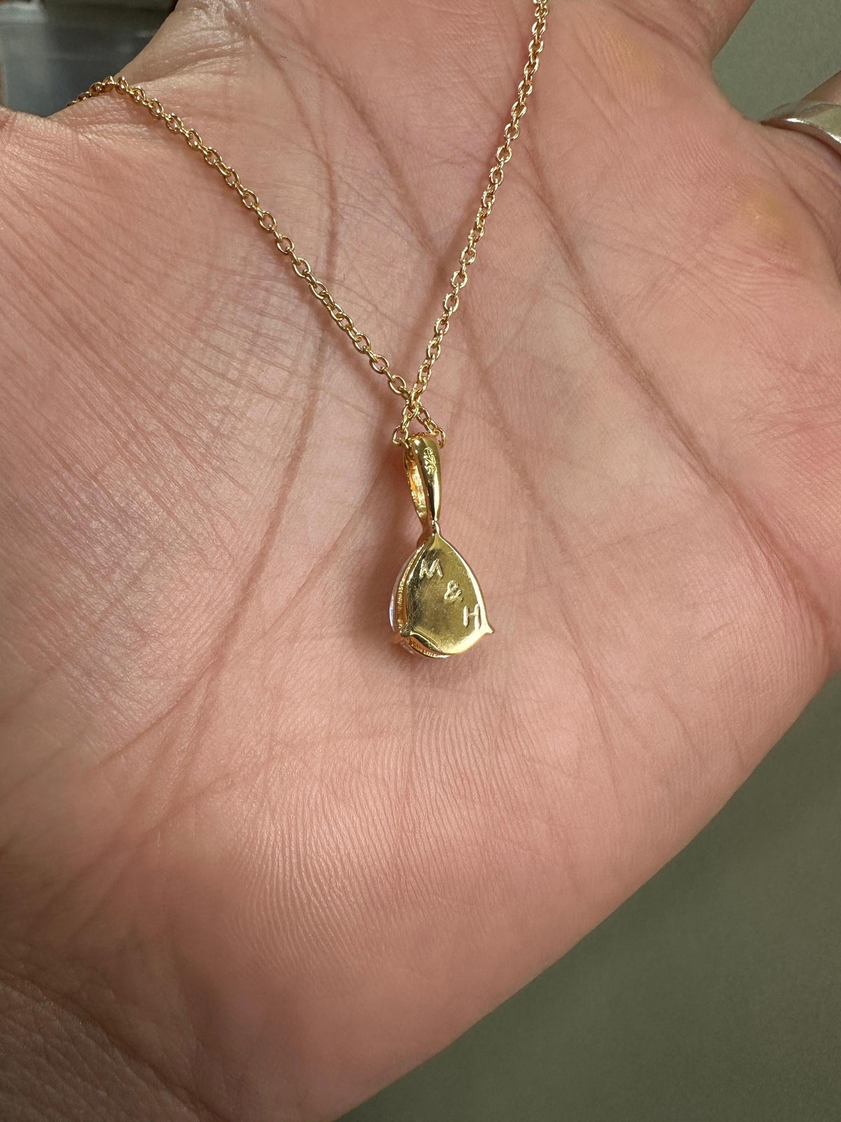 Personalized Initial Pendant | 14k Gold Moissanite Diamond Necklace | Customized Gift | Teardrop Pendant