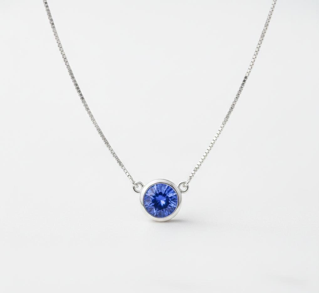 1.5 CT Natural Tanzanite Bezel Set Pendant | 925 Silver, December Birthstone Jewelry