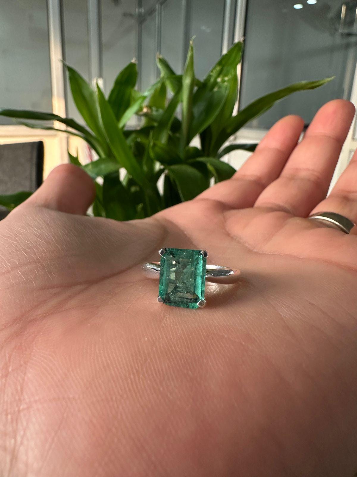14k Gold Lab Emerald Ring | 3ct Solitaire Engagement Ring