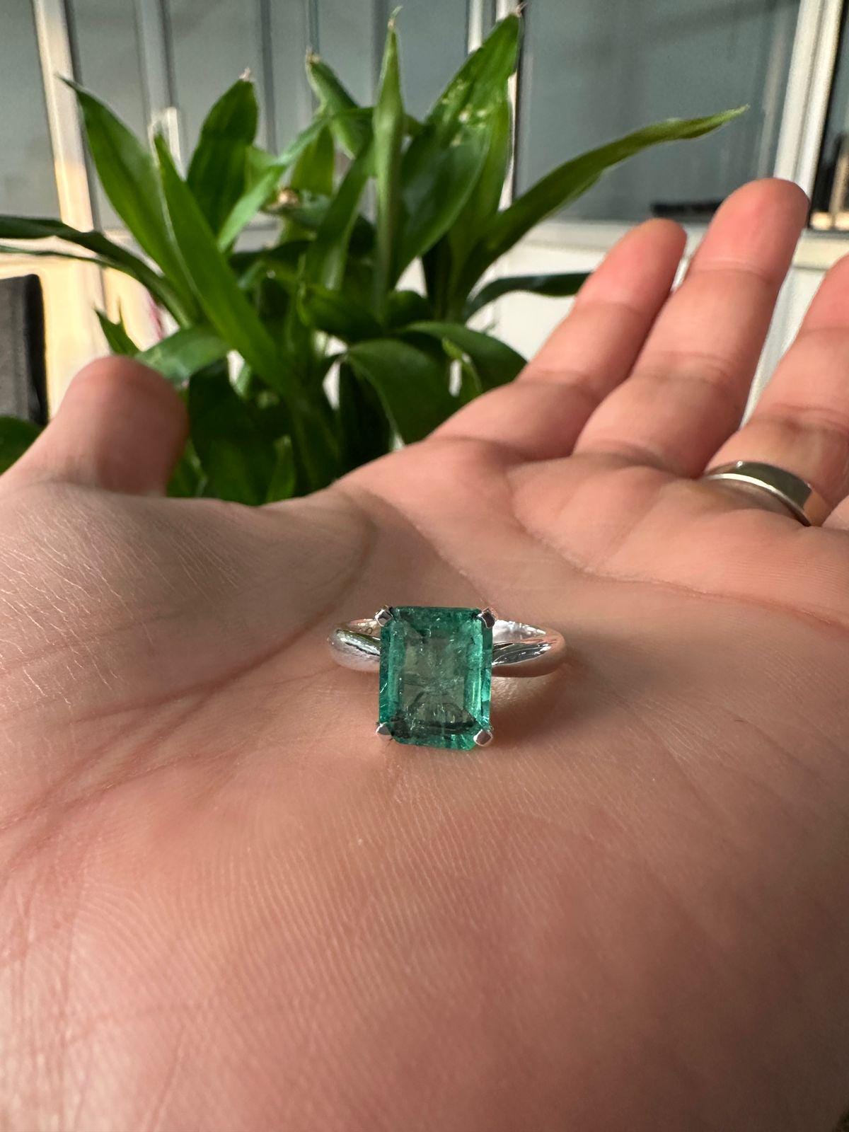 14k Gold Lab Emerald Ring | 3ct Solitaire Engagement Ring