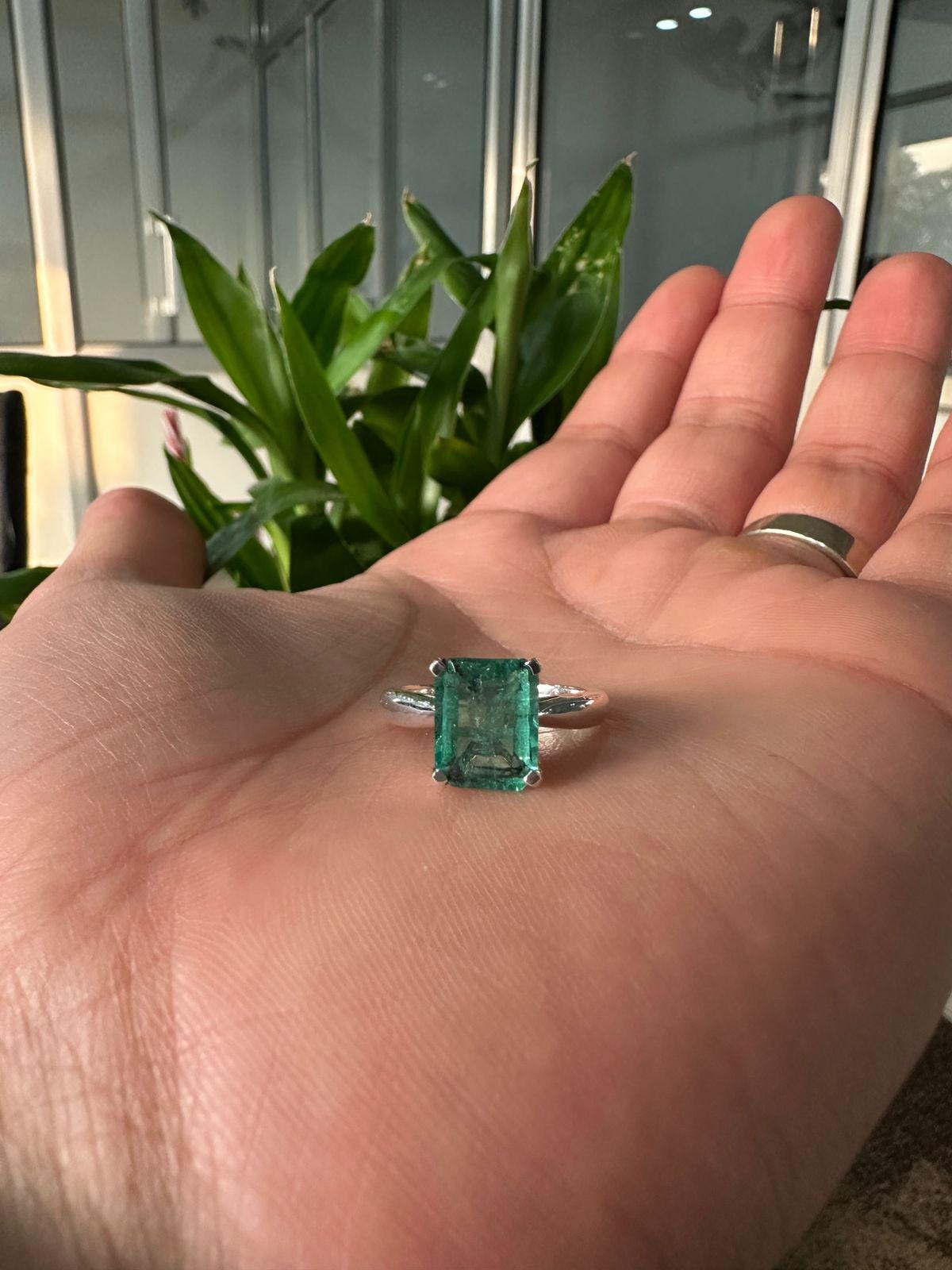 14k Gold Russian Emerald Engagement Ring | Luxury Anniversary gift for her