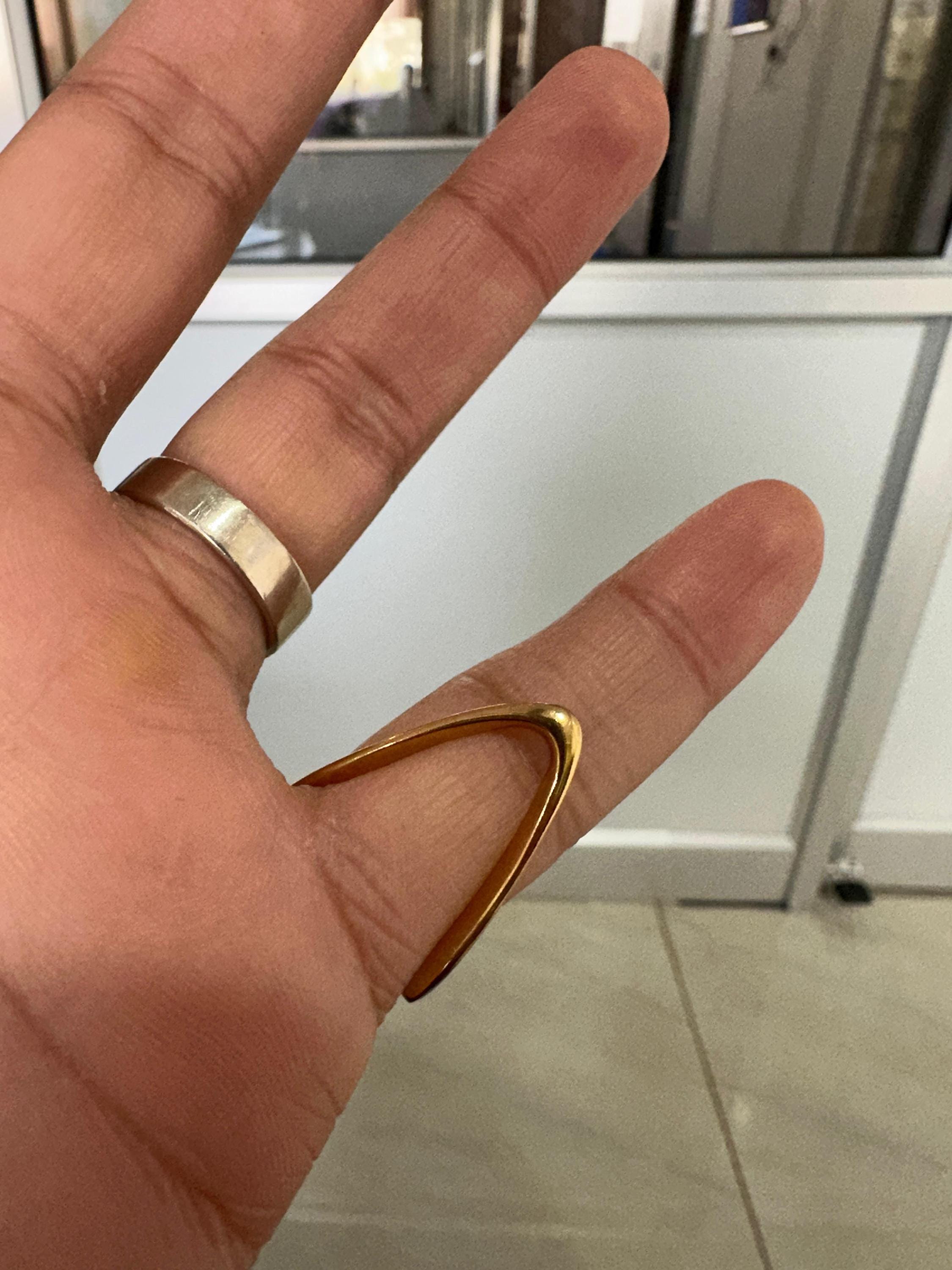 14K Gold Pear Moissanite Open Band Ring, Adjustable Statement Jewelry