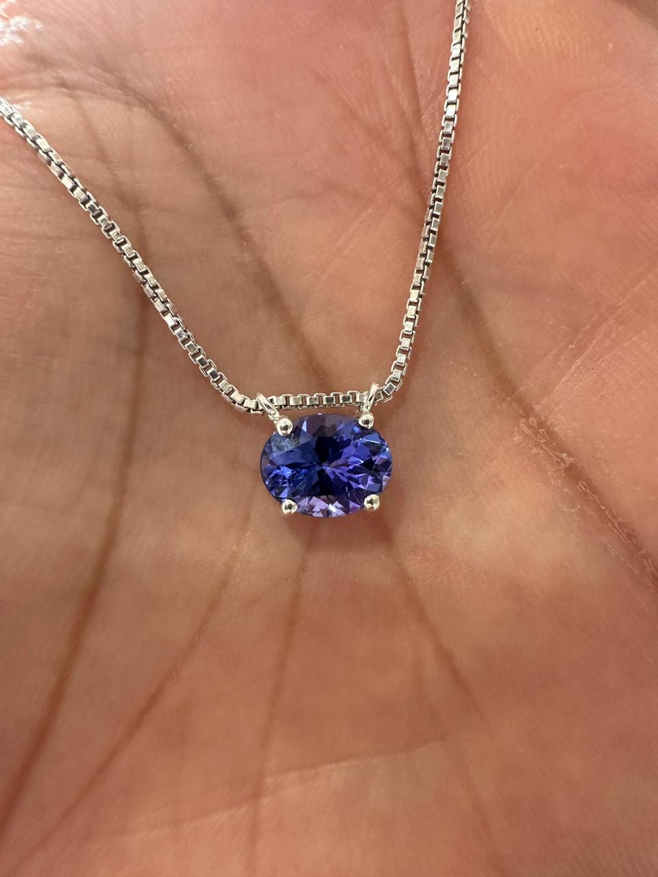 AAAA Tanzanite Pendant | 14k White Gold Tanzanite Solitaire, Sterling Silver