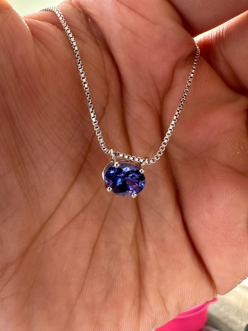 AAAA Tanzanite Pendant | 14k White Gold Tanzanite Solitaire, Sterling Silver
