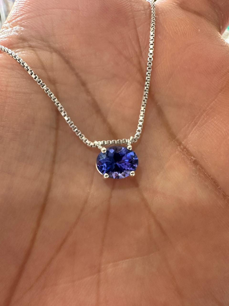 AAAA Tanzanite Pendant | 14k White Gold Tanzanite Solitaire, Sterling Silver