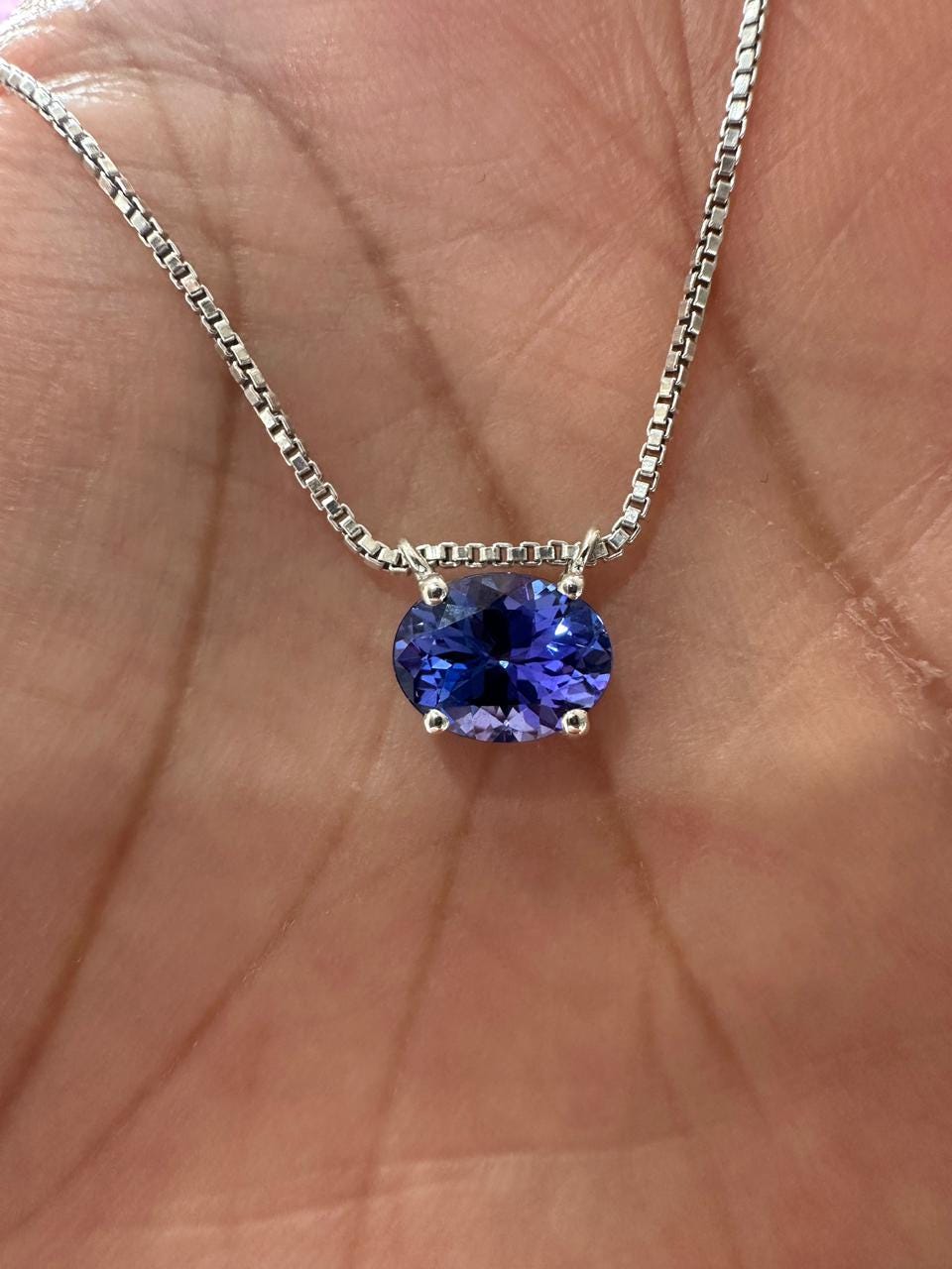 AAAA Tanzanite Pendant | 14k White Gold Tanzanite Solitaire, Sterling Silver