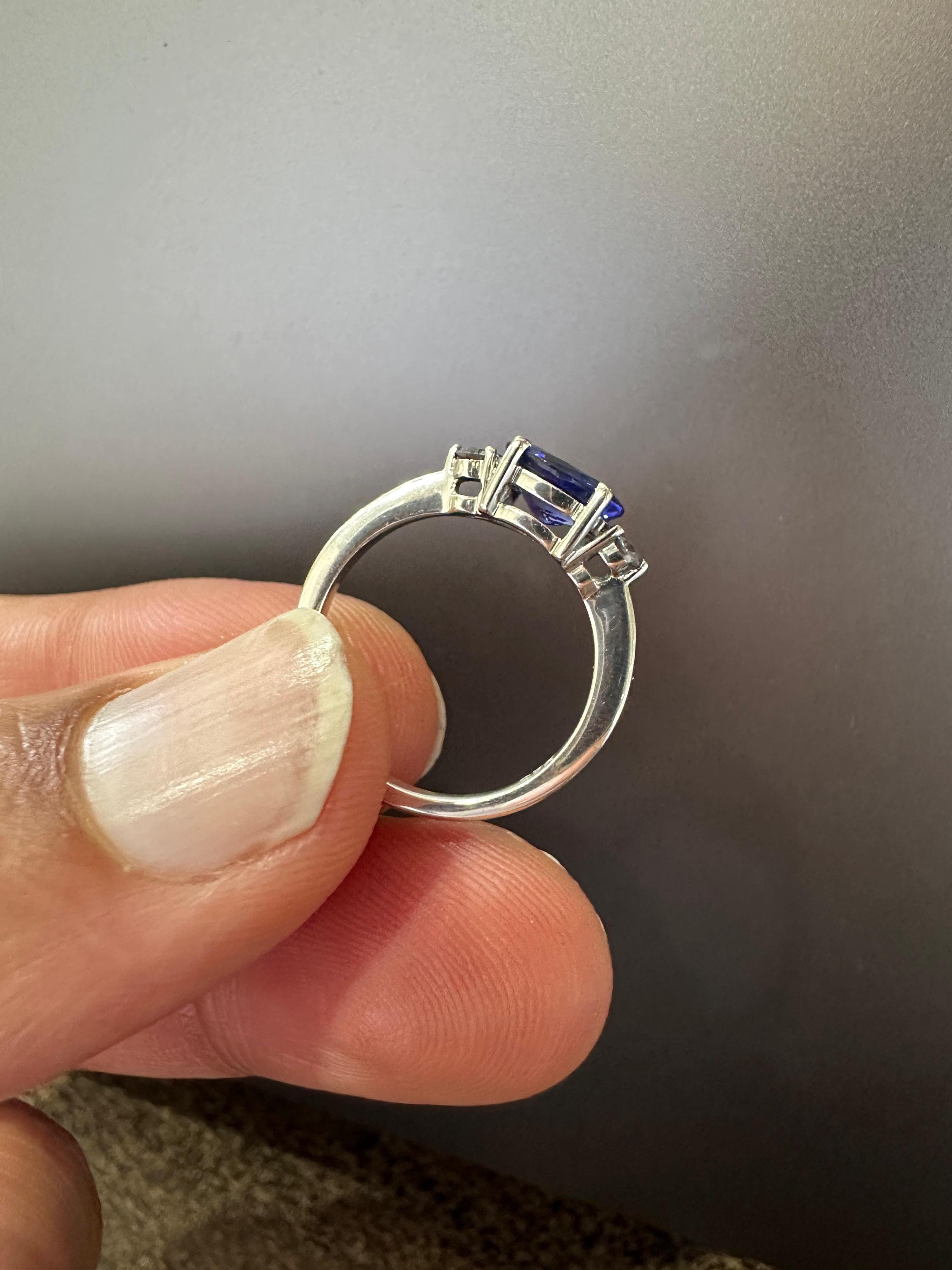 14K White Gold Oval Tanzanite Ring – Elegant Solitaire Engagement Ring