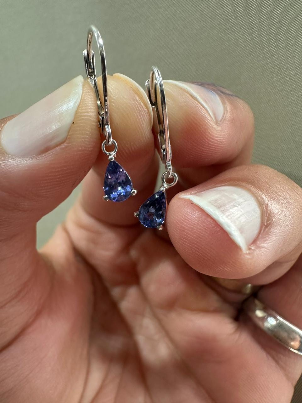 14k Pear Tanzanite Earrings |Dangle Drop Earrings, December Birthstone