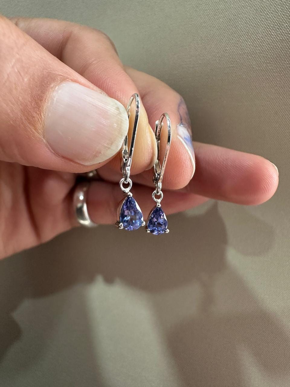 Pear Tanzanite Lever Back Earrings | 925 Sterling Silver | Dangle Drop Earrings | December Birthstone