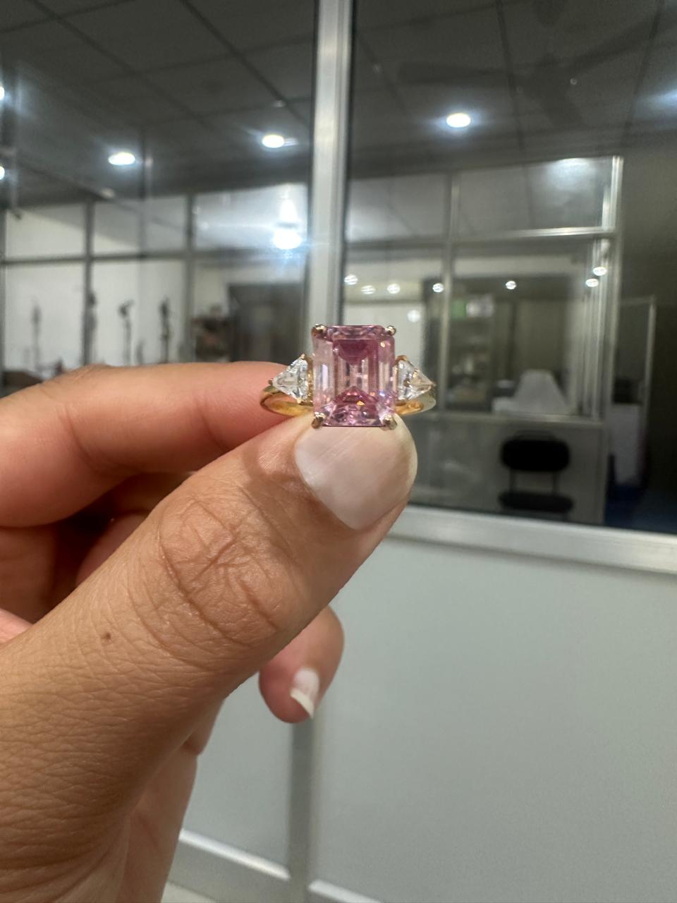4 CT Emerald Pink Moissanite Ring | 14k Gold Vermeil Jewelry, Gift ideas for her