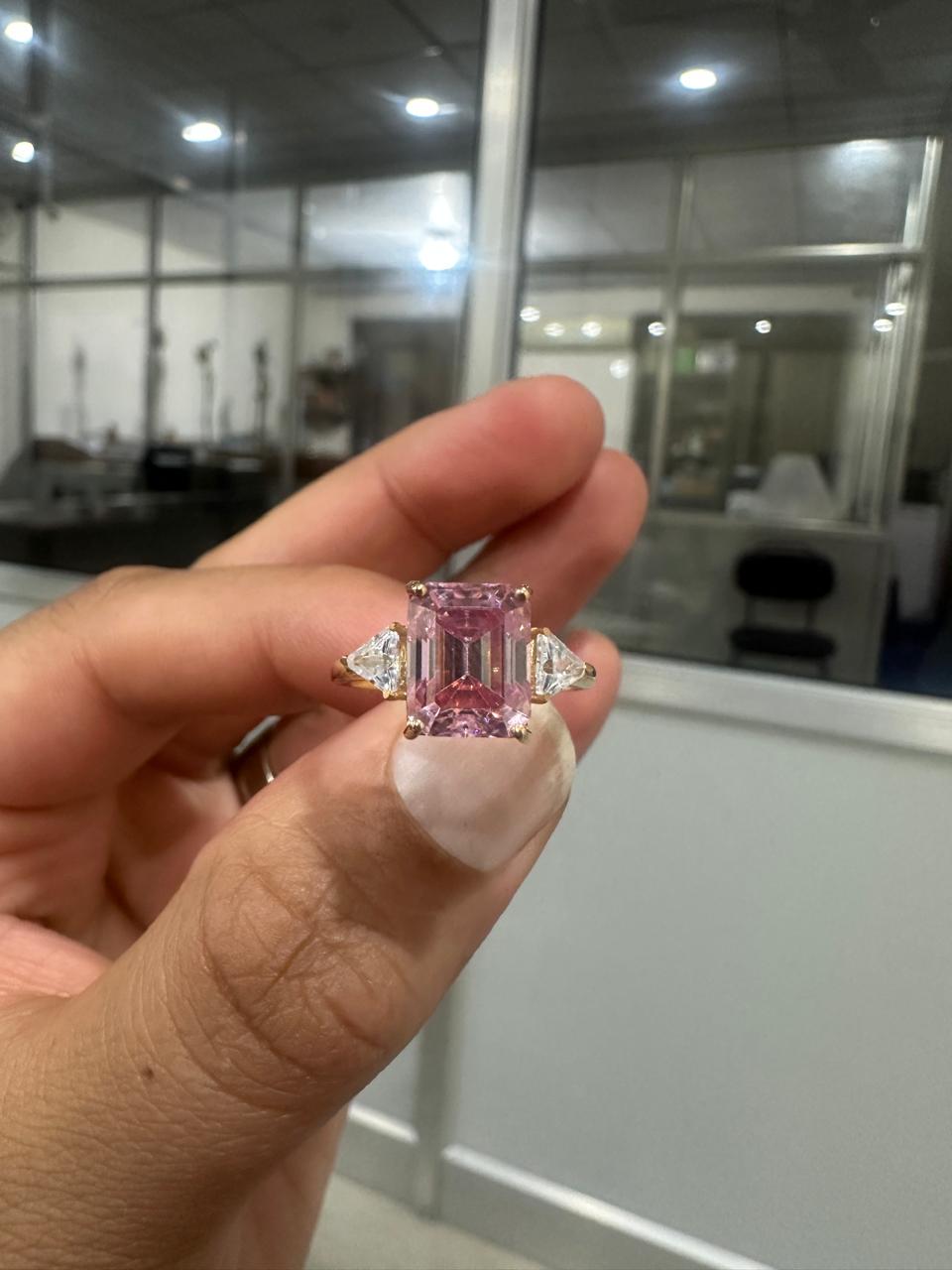 4 CT Emerald Pink Moissanite Ring | 14k Gold Vermeil Jewelry, Gift ideas for her