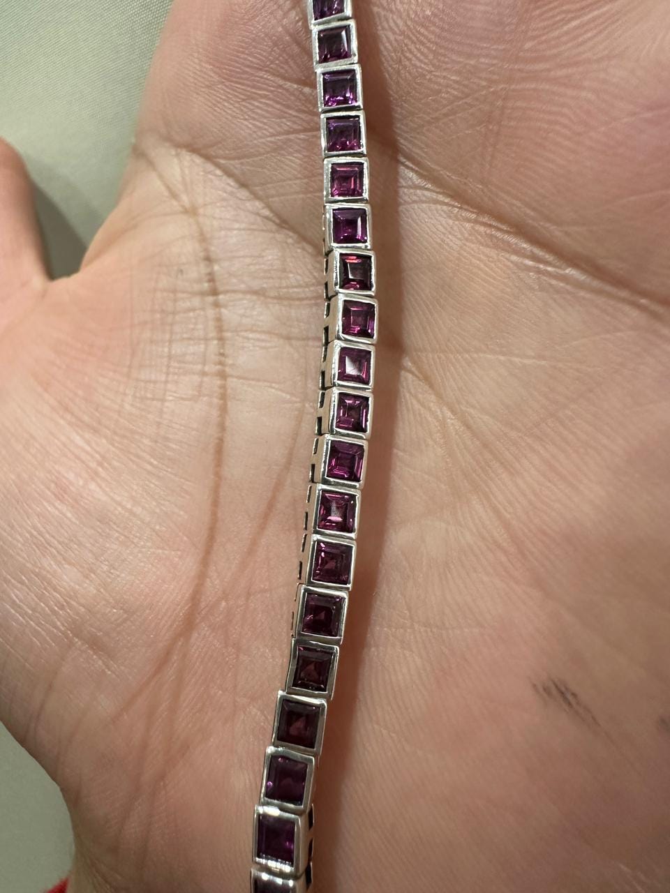 Raspberry Rhodolite Tennis Bracelet | 925 Sterling Silver Finish, Bezel Set