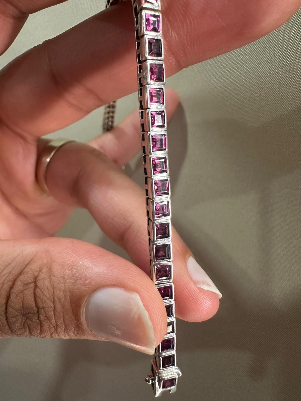 Raspberry Rhodolite Tennis Bracelet | 925 Sterling Silver Finish, Bezel Set