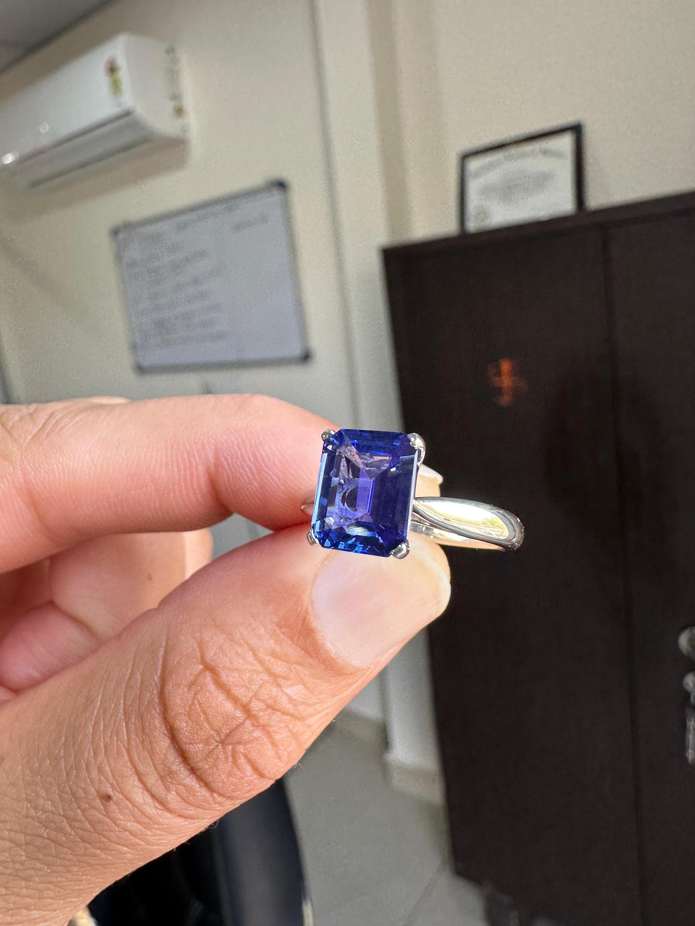 2.25 CT Luxury Tanzanite Engagement Ring | 14k White Gold, First Anniversary Gift for her