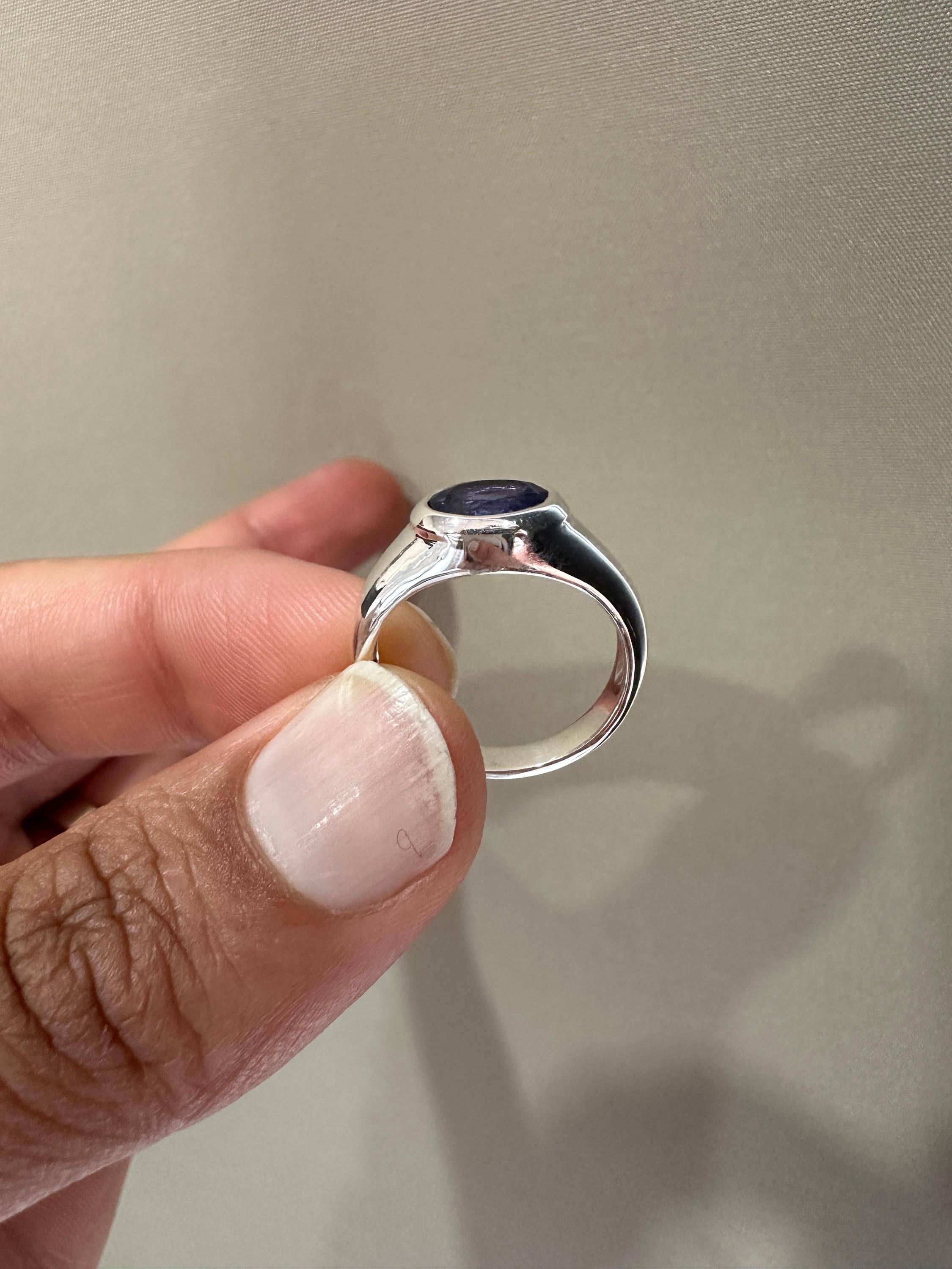 14k Gold Tanzanite Ring | Unisex Oval Bezel Set